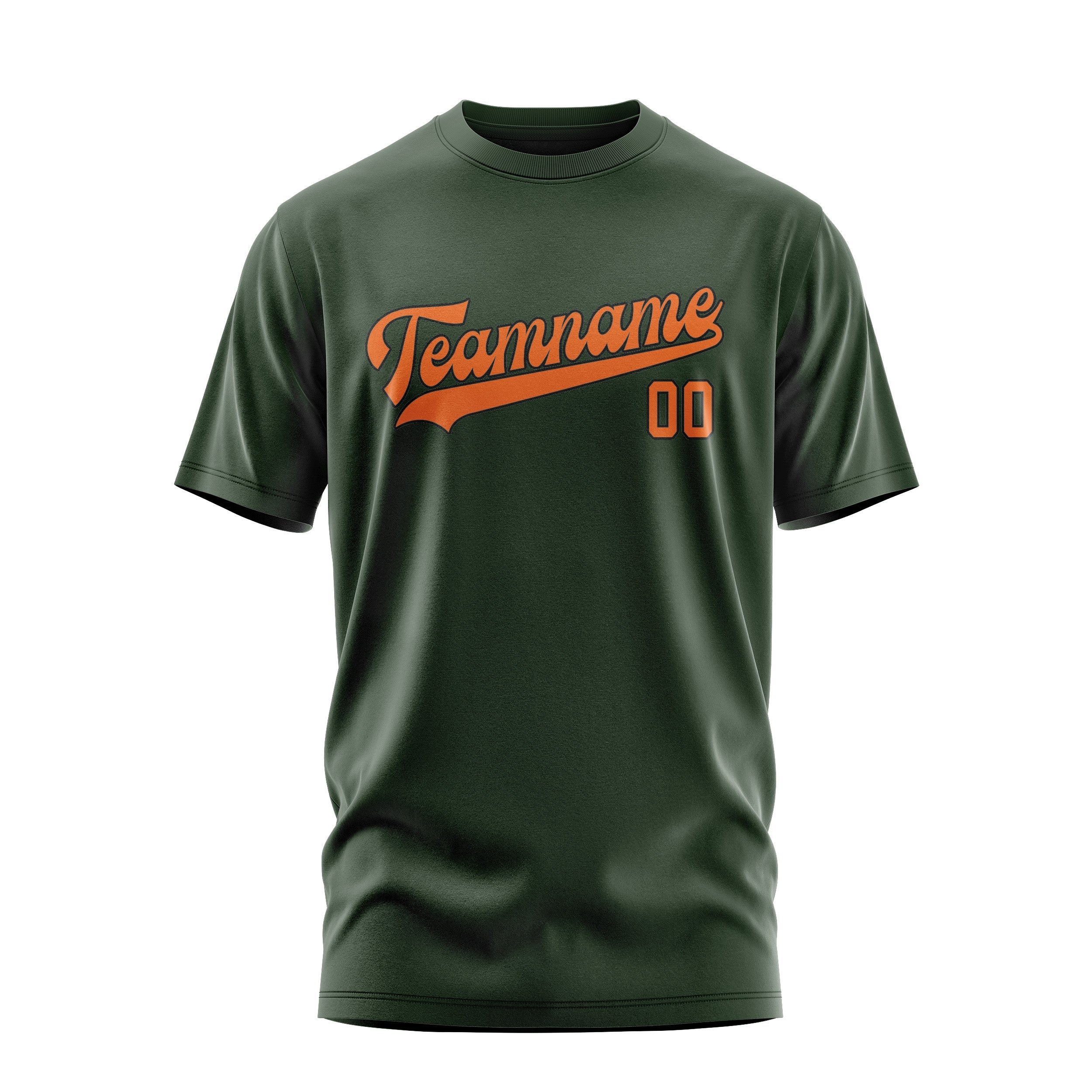 Custom Dark Green Orange T-Shirt