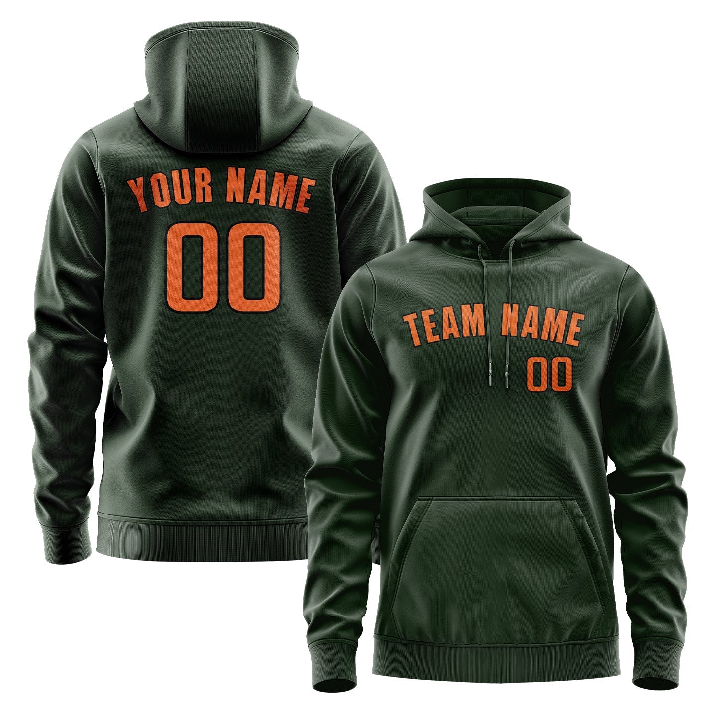 Custom Dark Green Orange Hoodie