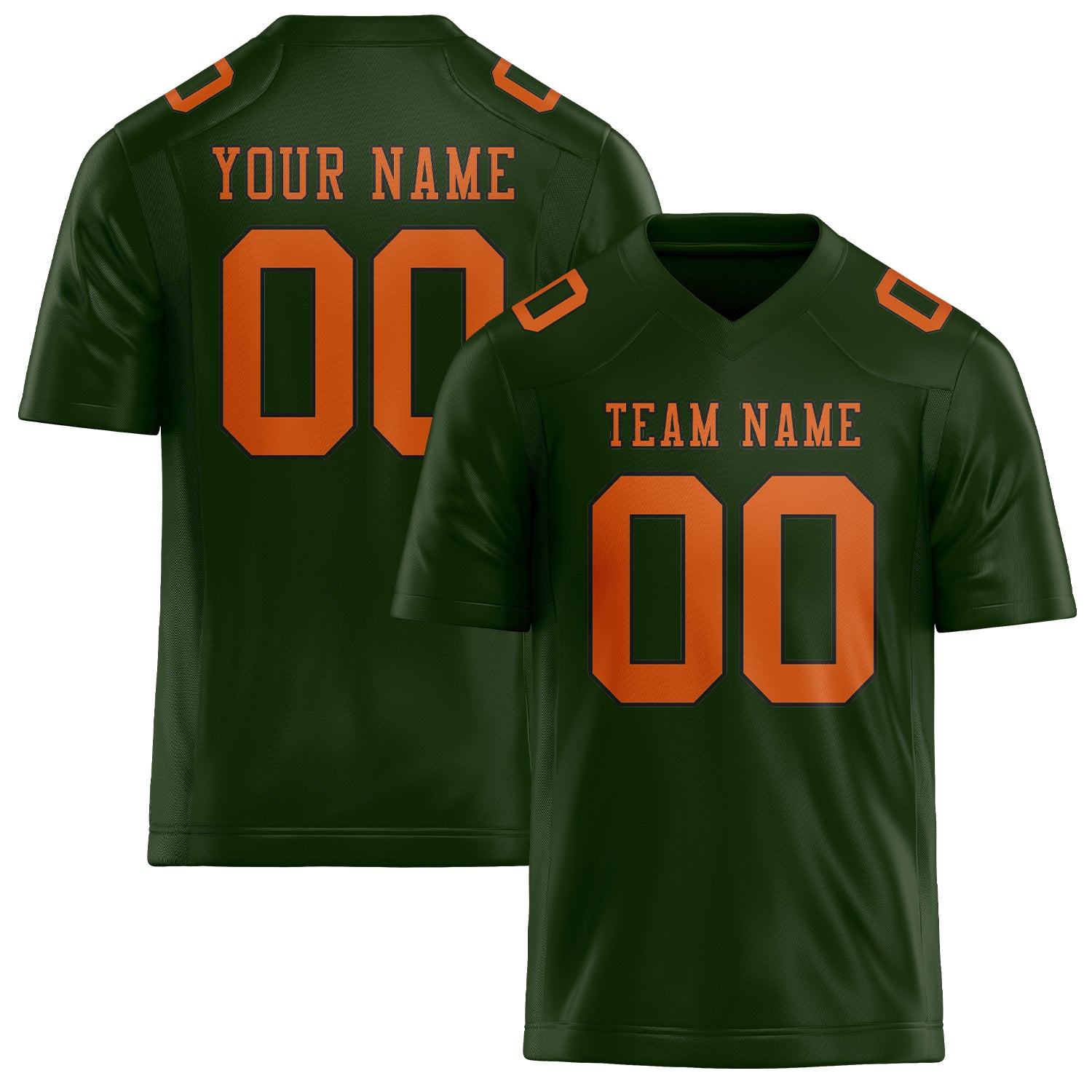 Custom Dark Green Orange Football Jersey