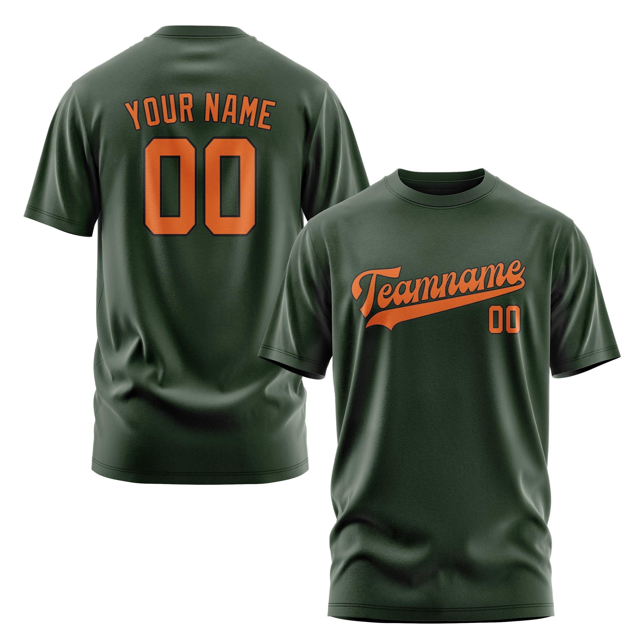Custom Dark Green Orange T-Shirt