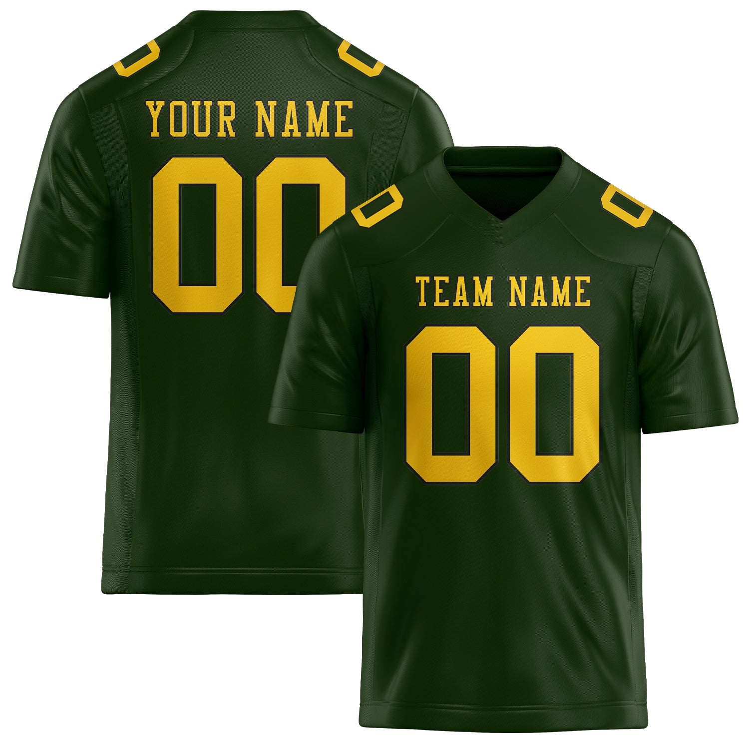 Custom Dark Green Gold Football Jersey