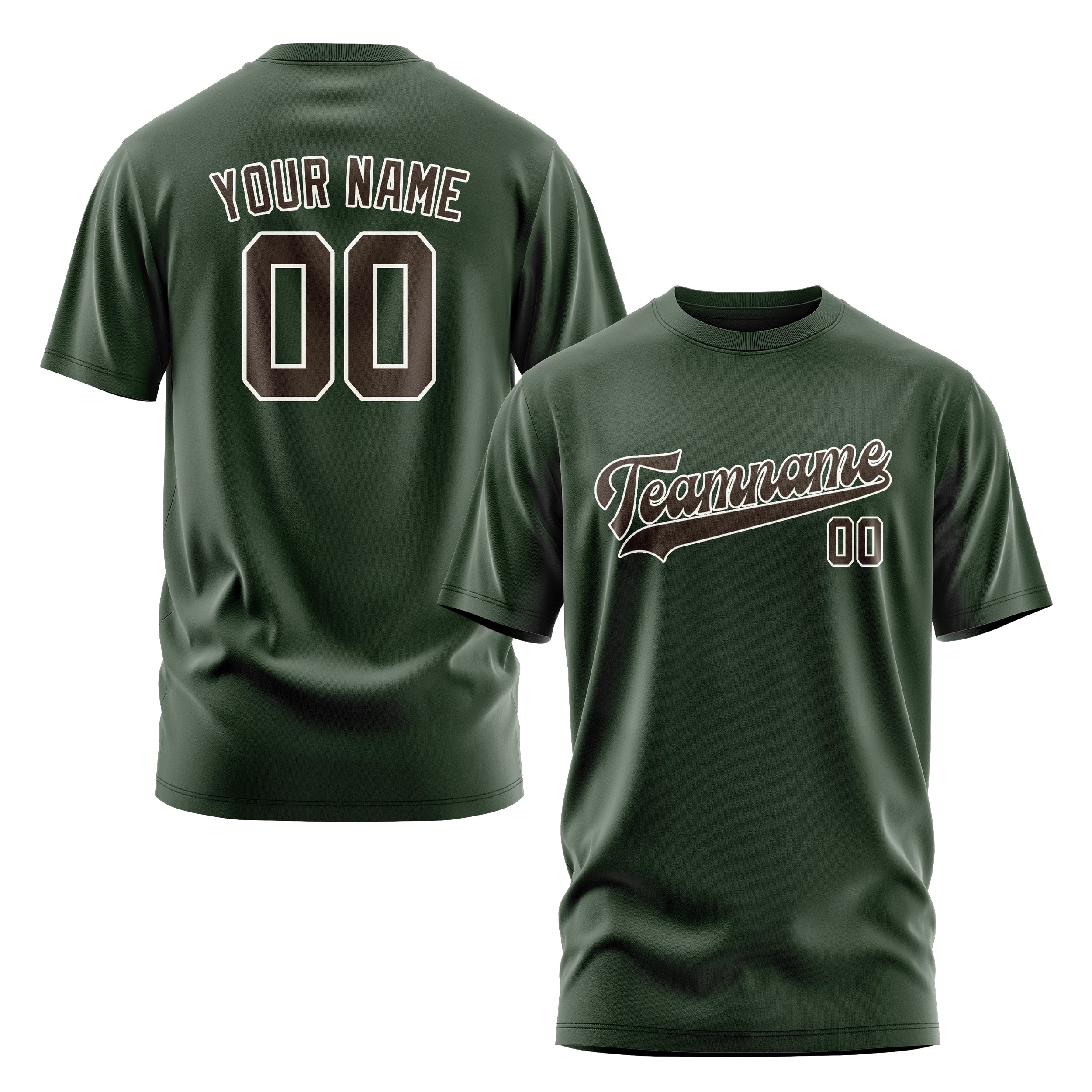 Custom Dark Green Brown T-Shirt