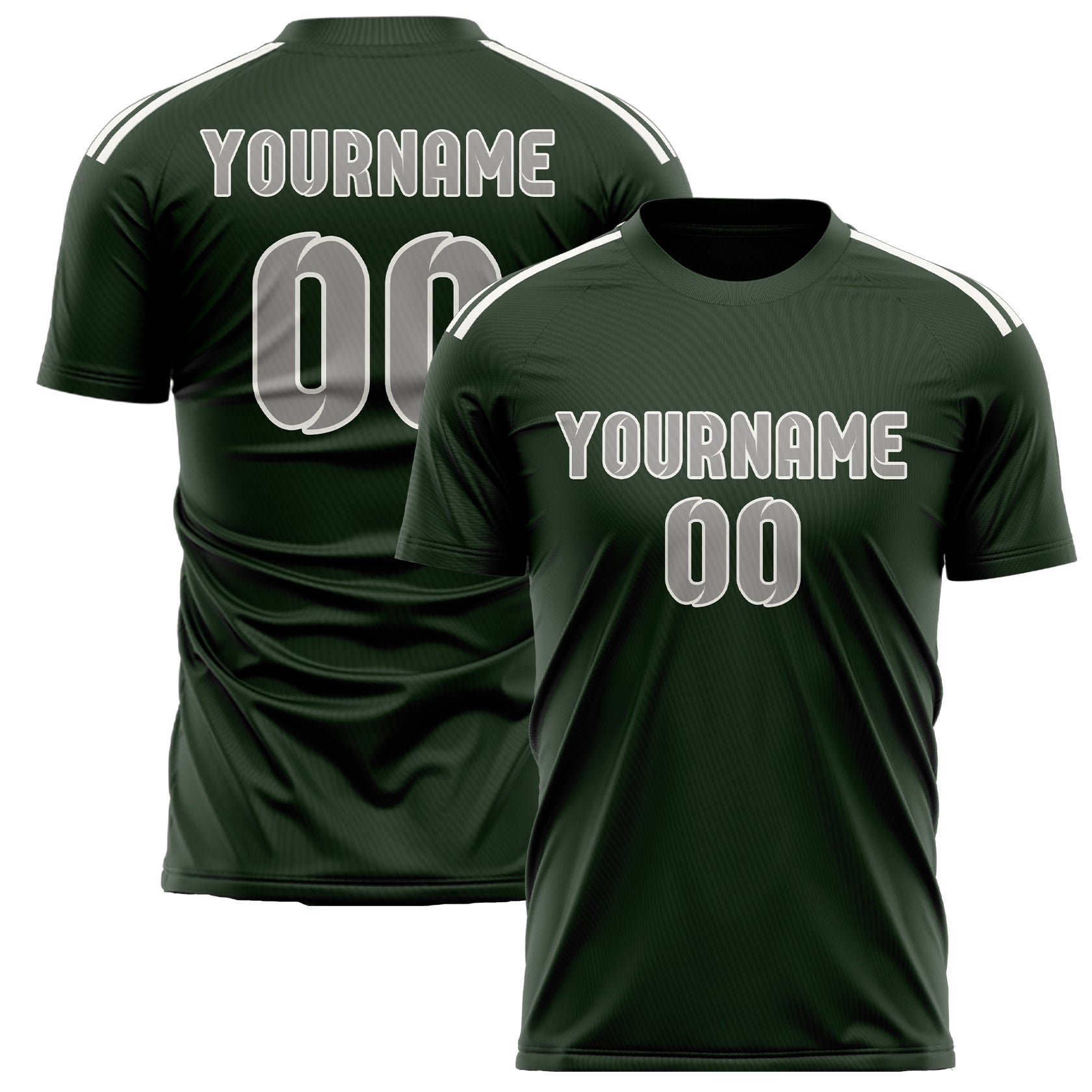 Custom Dark Green Gray Soccer Jersey