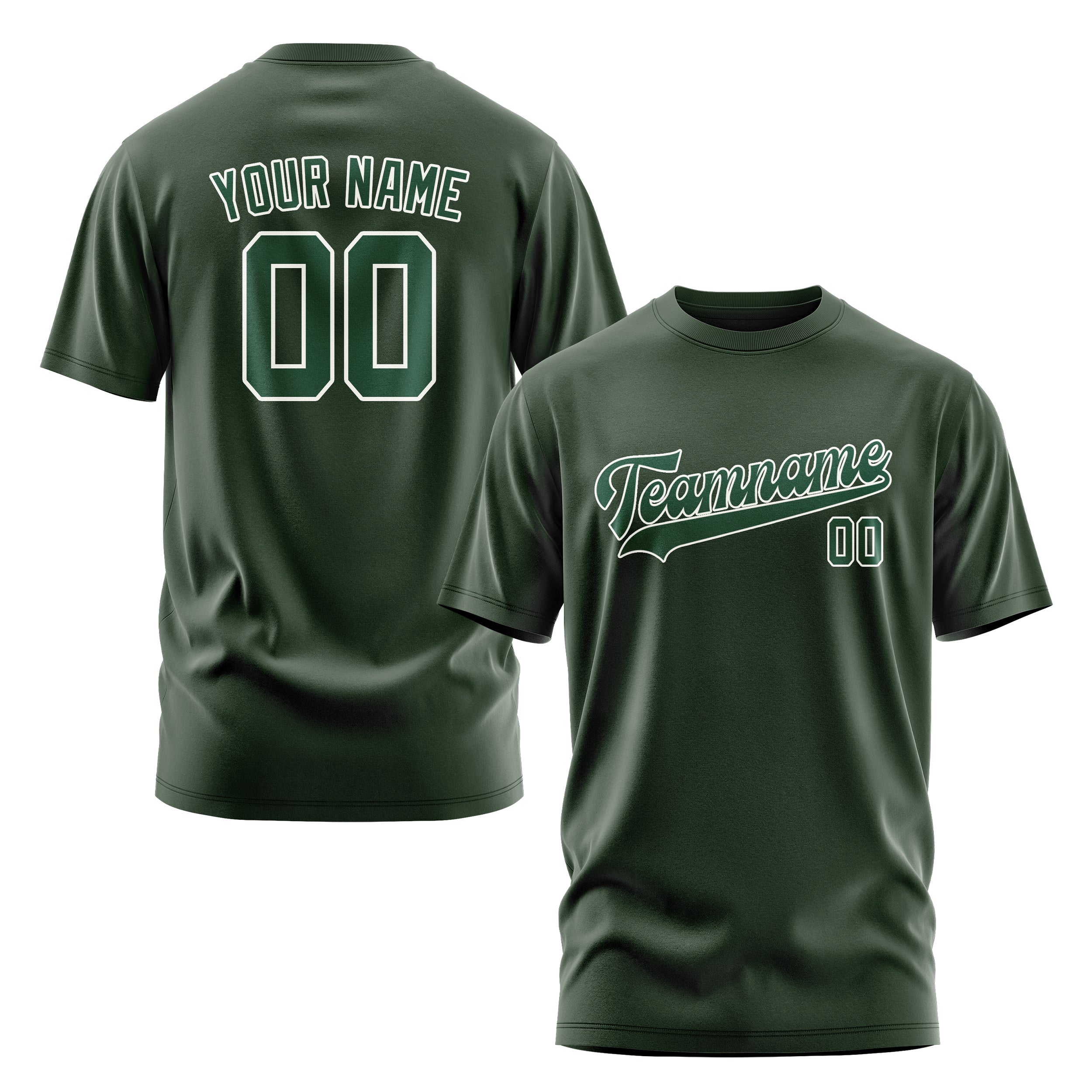 Custom Dark Green Green T-Shirt