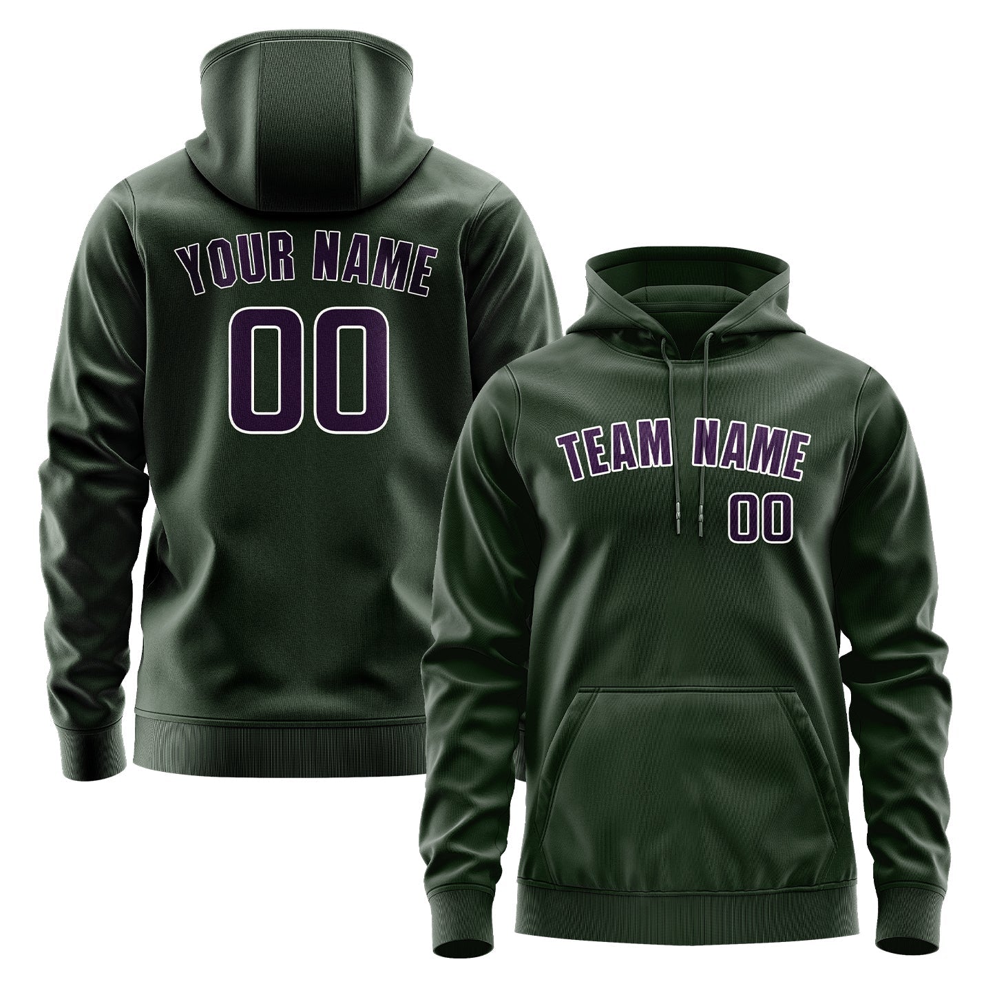 Custom Dark Green Purple Hoodie