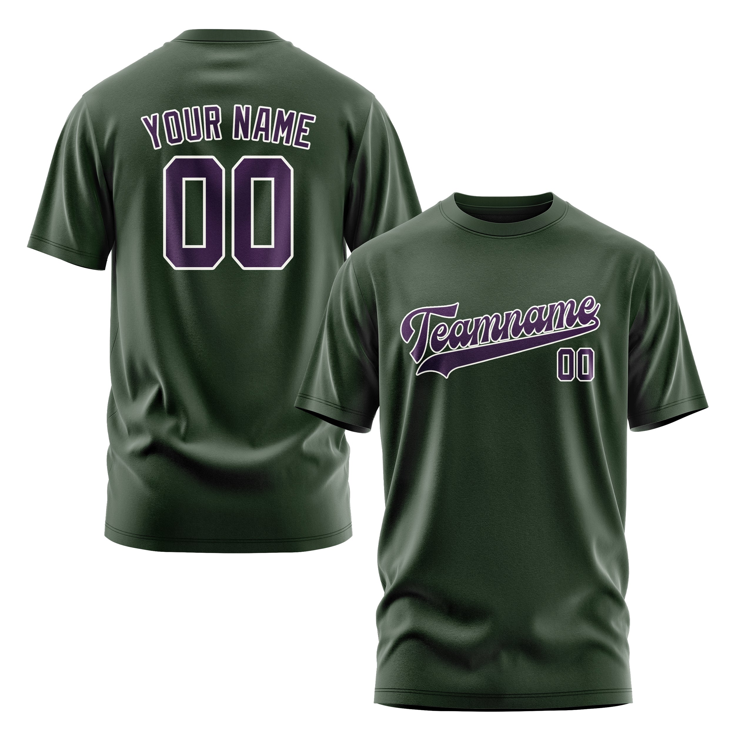 Custom Dark Green Purple T-Shirt