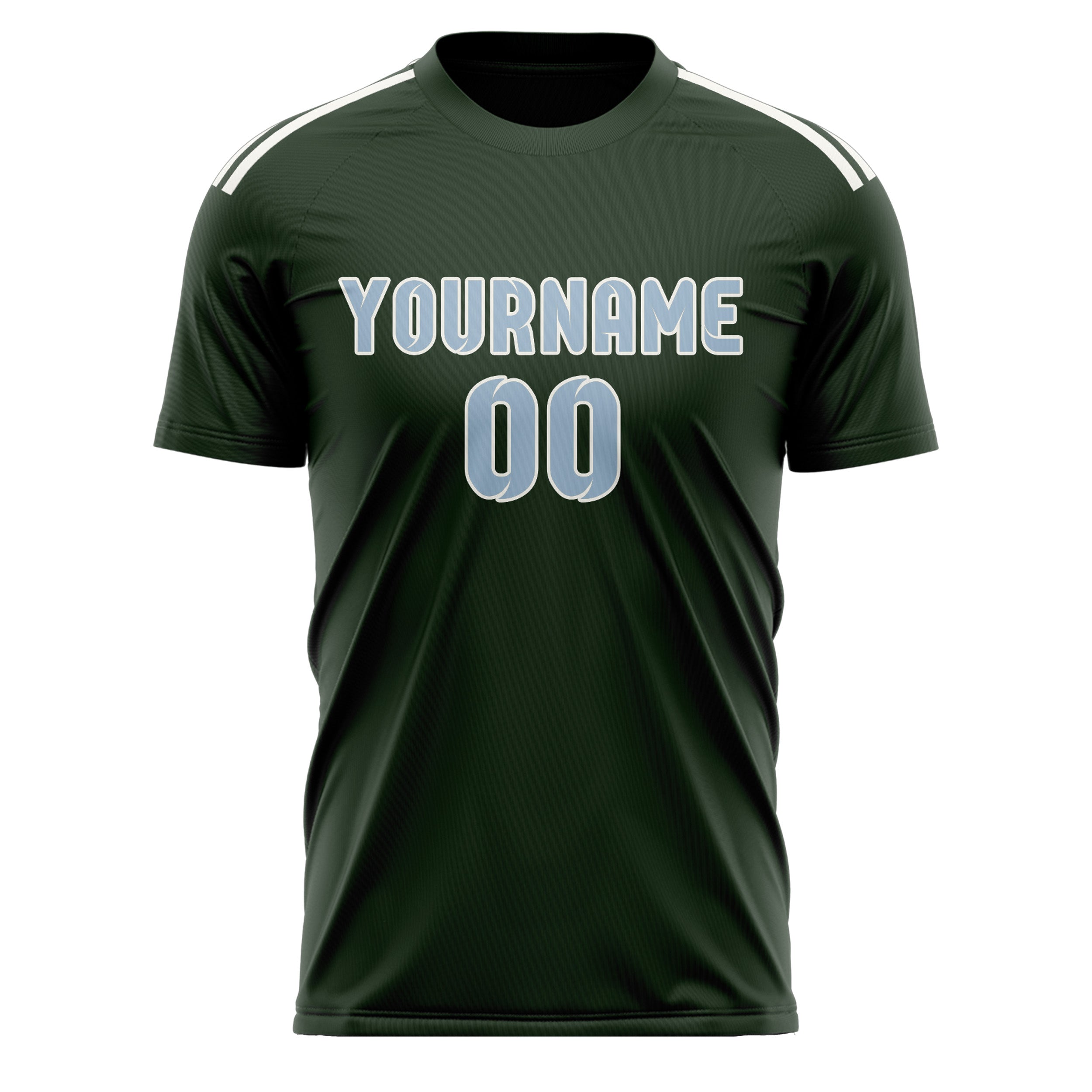 Custom Dark Green Light Blue Soccer Jersey
