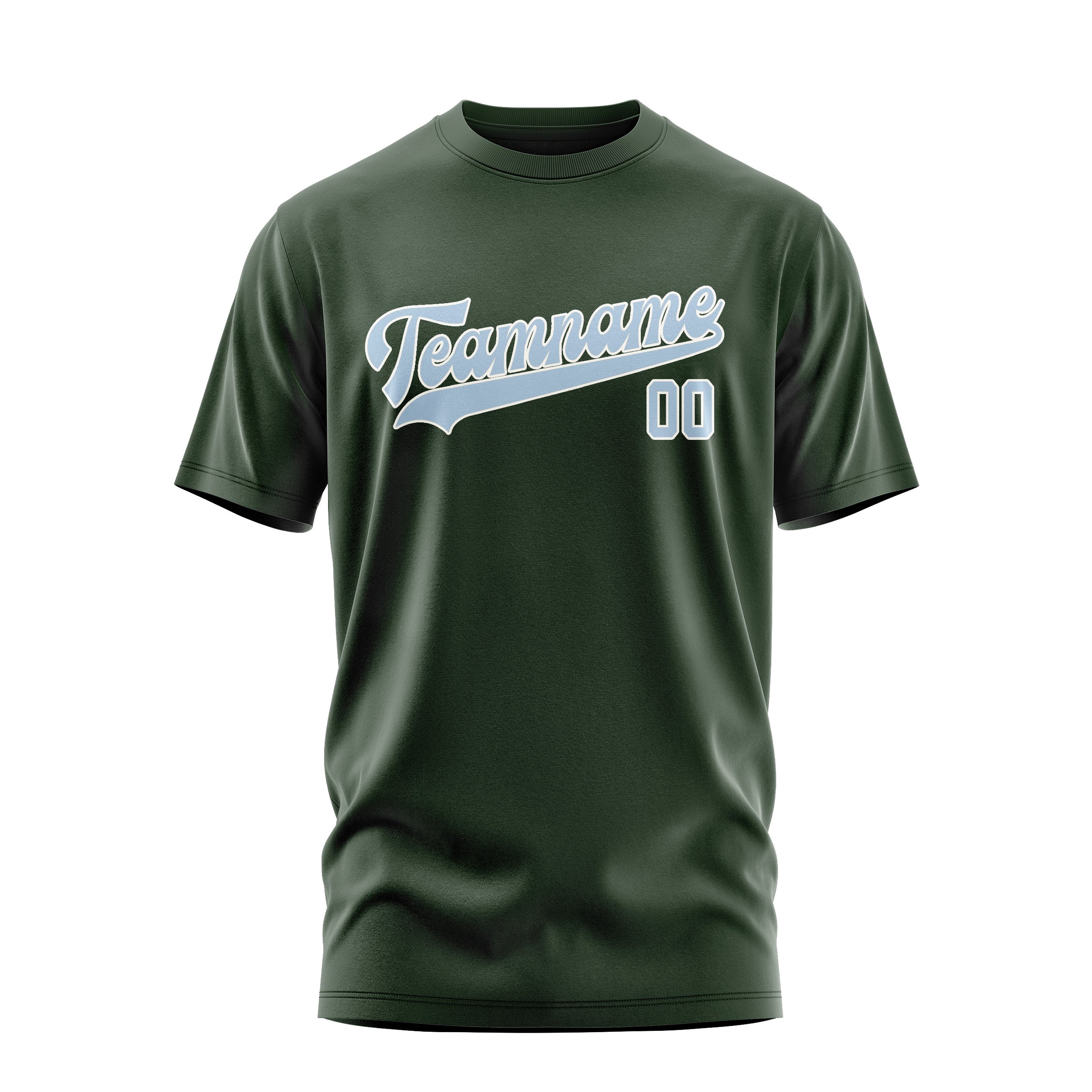 Custom Dark Green Light Blue T-Shirt