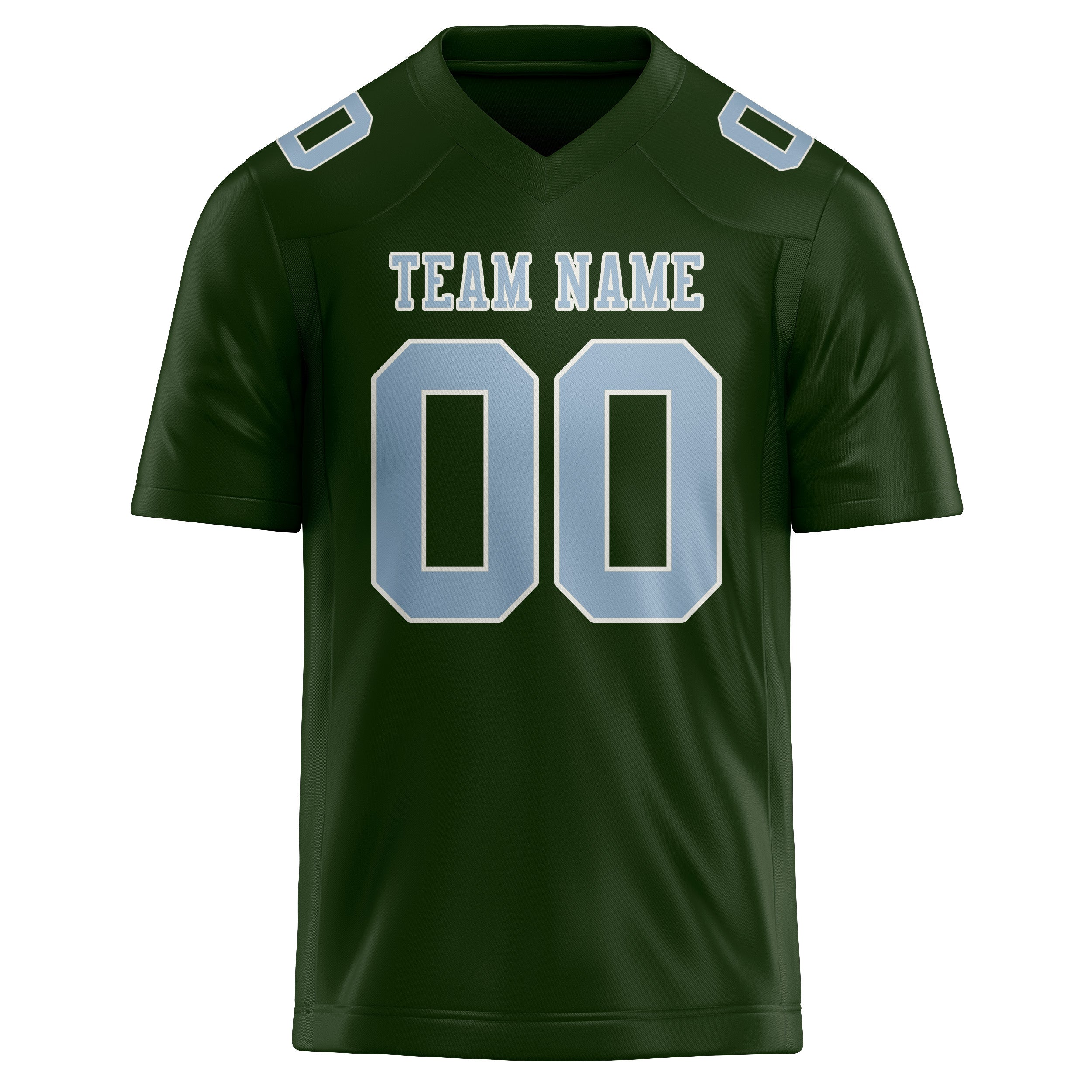 Custom Dark Green Light Blue Football Jersey