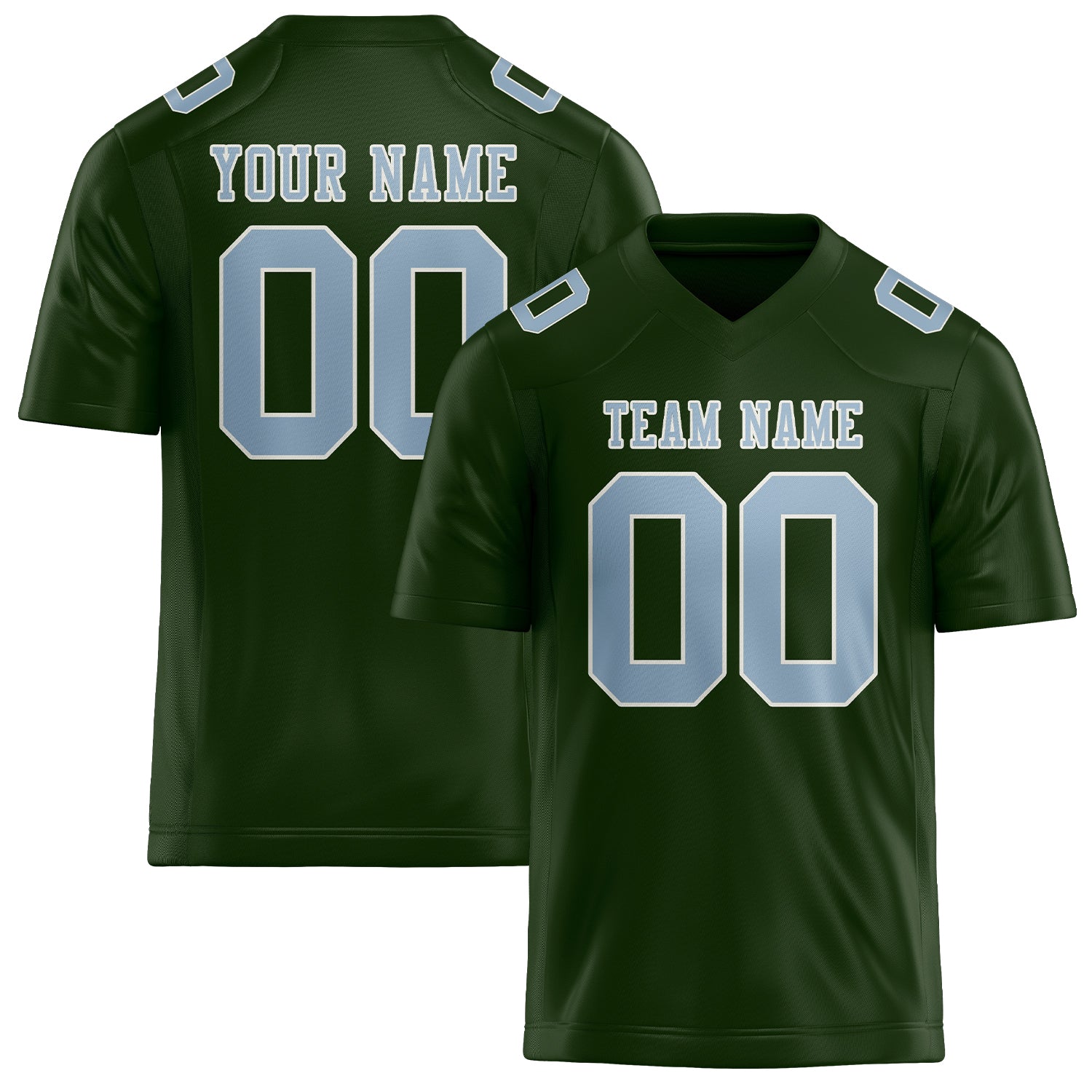 Custom Dark Green Light Blue Football Jersey