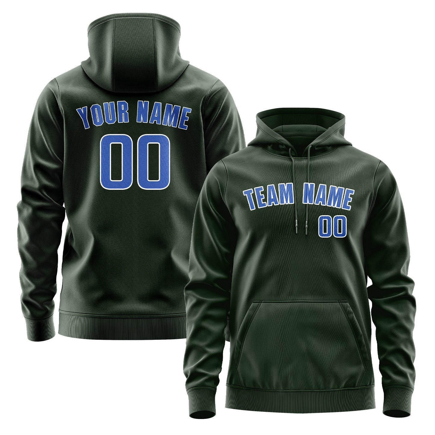 Custom Dark Green Sky Blue Hoodie