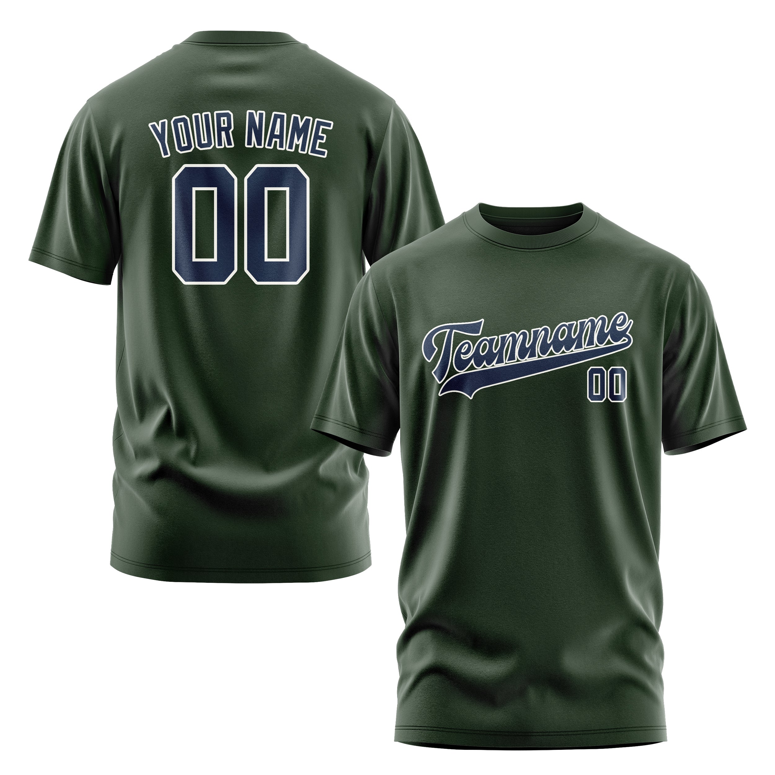 Custom Dark Green Blue T-Shirt