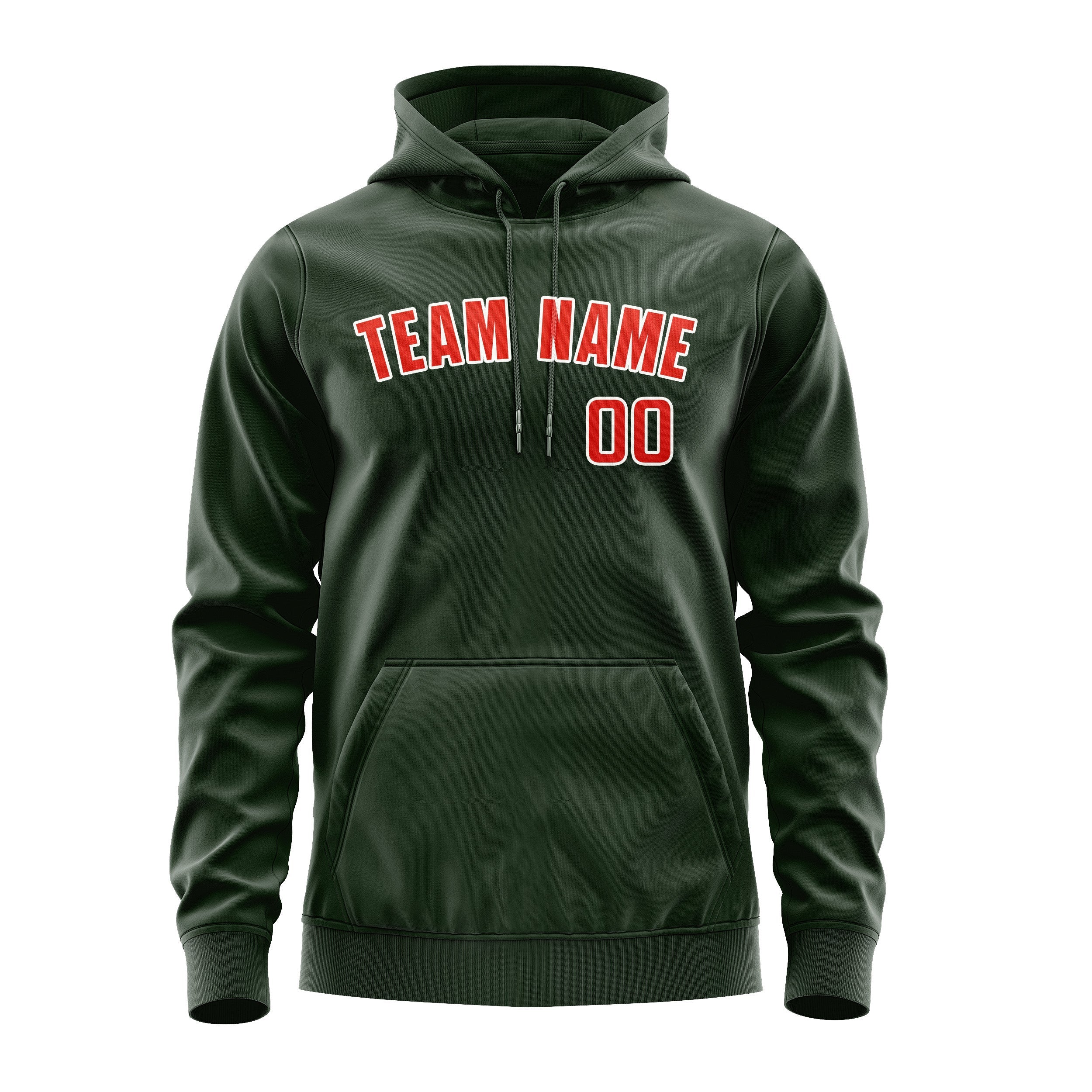 Custom Dark Green Orange Red Hoodie