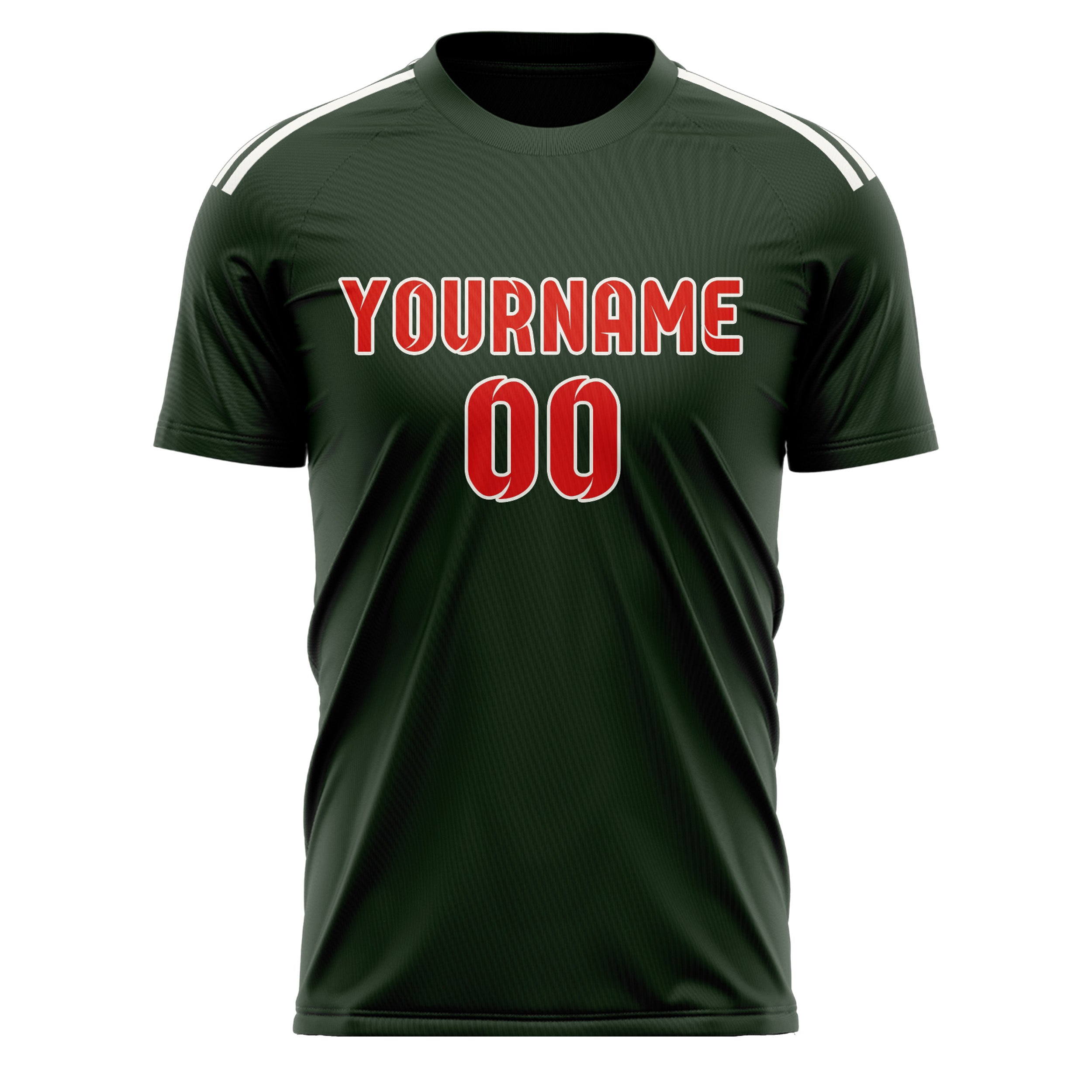 Custom Dark Green Orange Red Soccer Jersey
