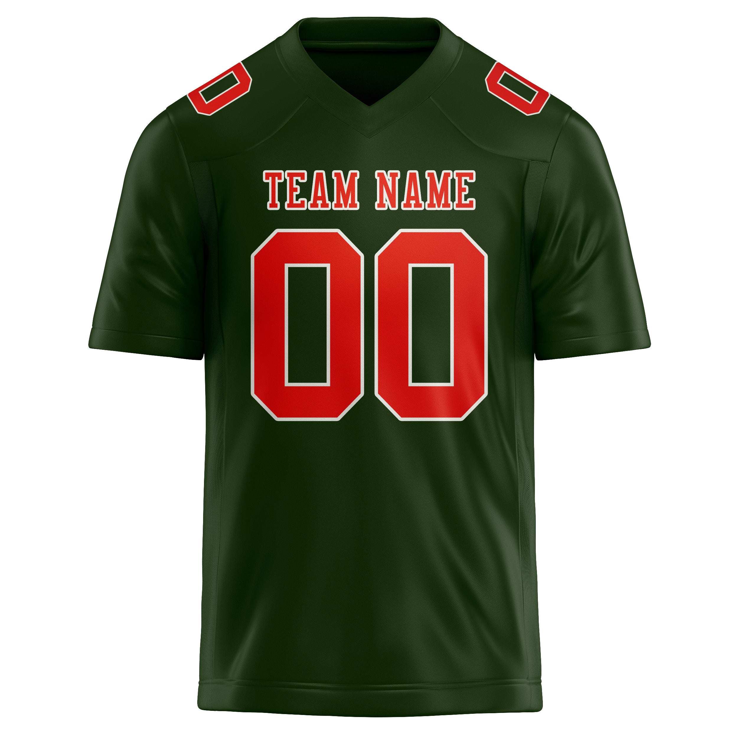Custom Dark Green Orange Red Football Jersey
