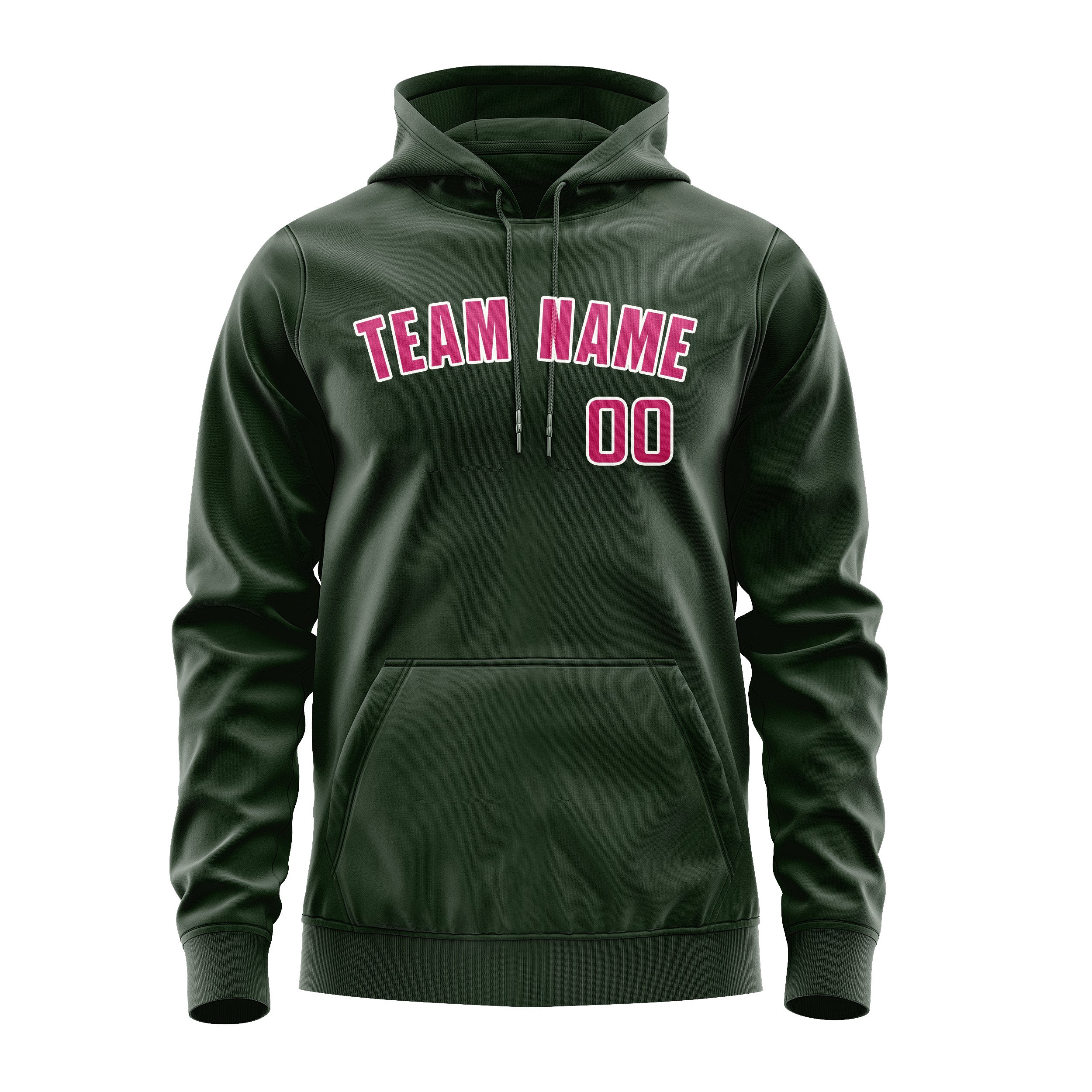 Custom Dark Green Pink Hoodie