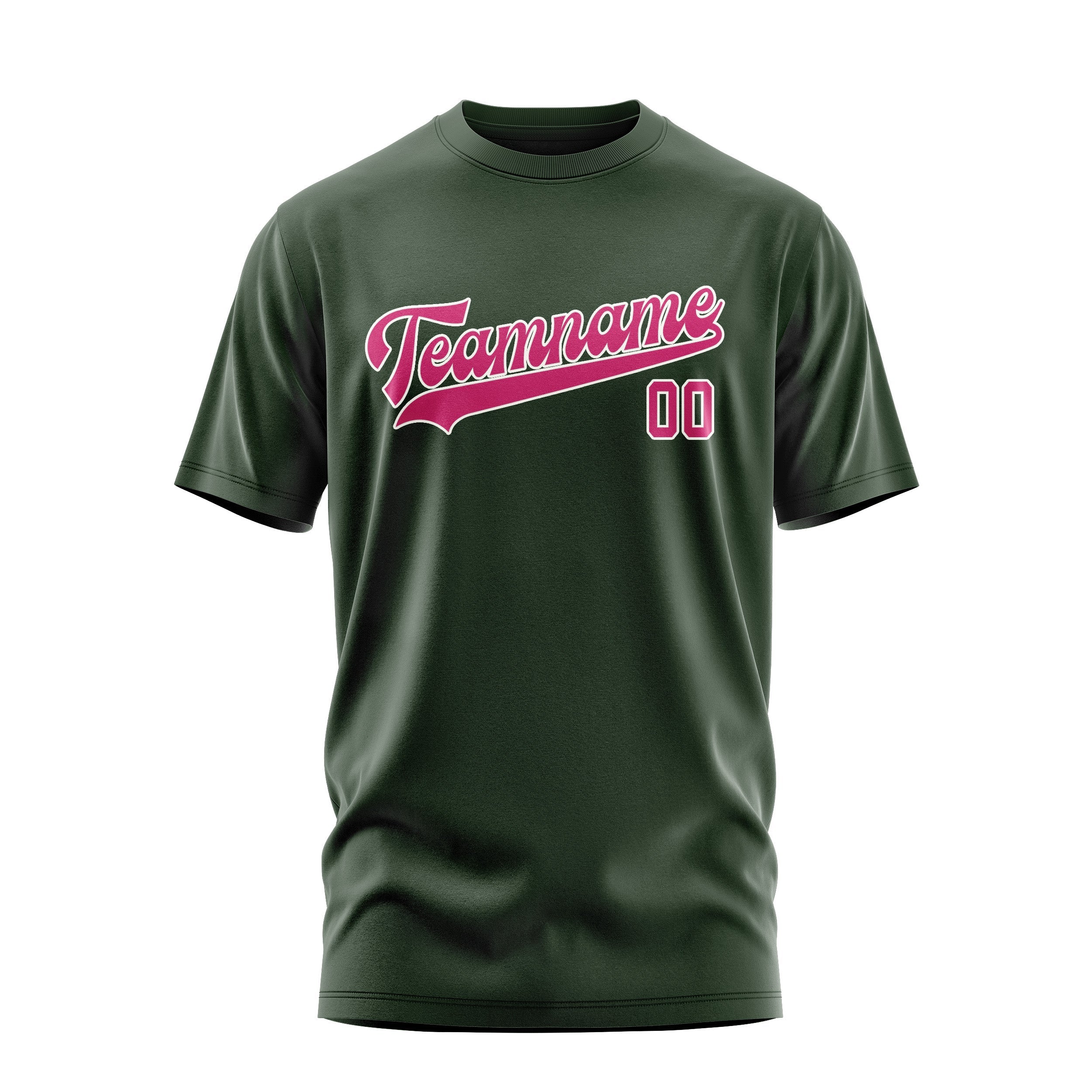 Custom Dark Green Pink T-Shirt