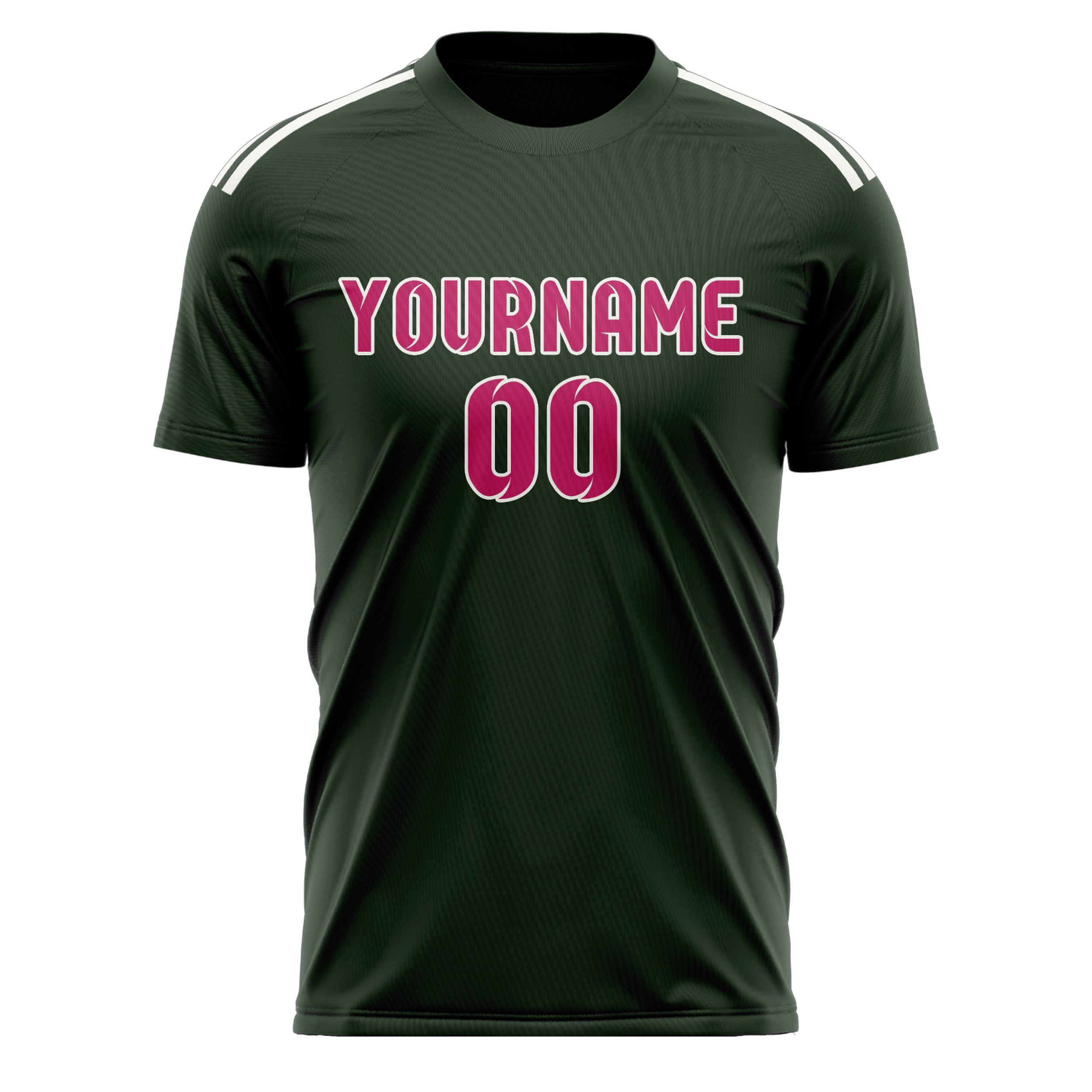Custom Dark Green Pink Soccer Jersey