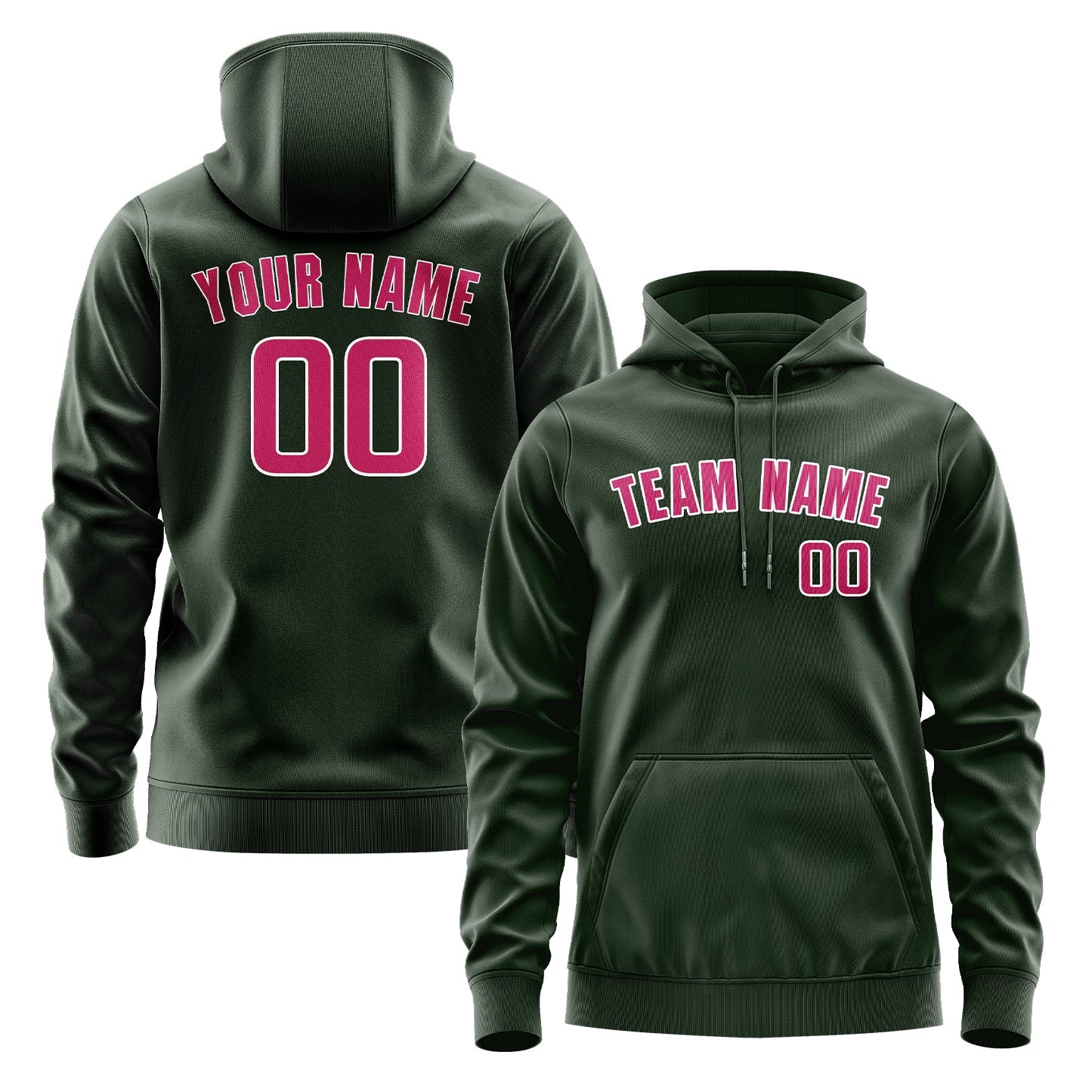 Custom Dark Green Pink Hoodie