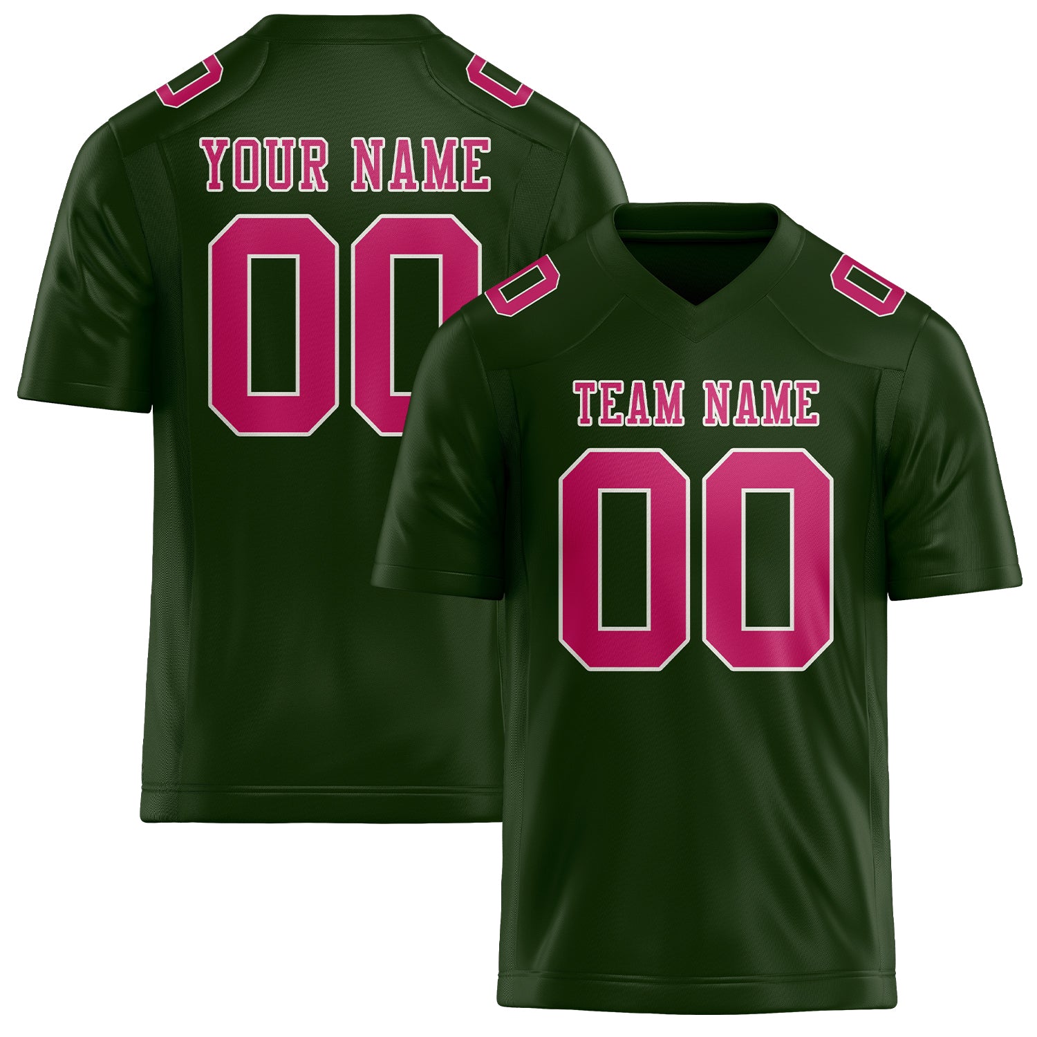 Custom Dark Green Pink Football Jersey