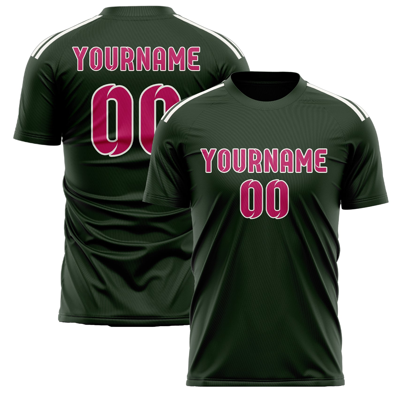Custom Dark Green Pink Soccer Jersey
