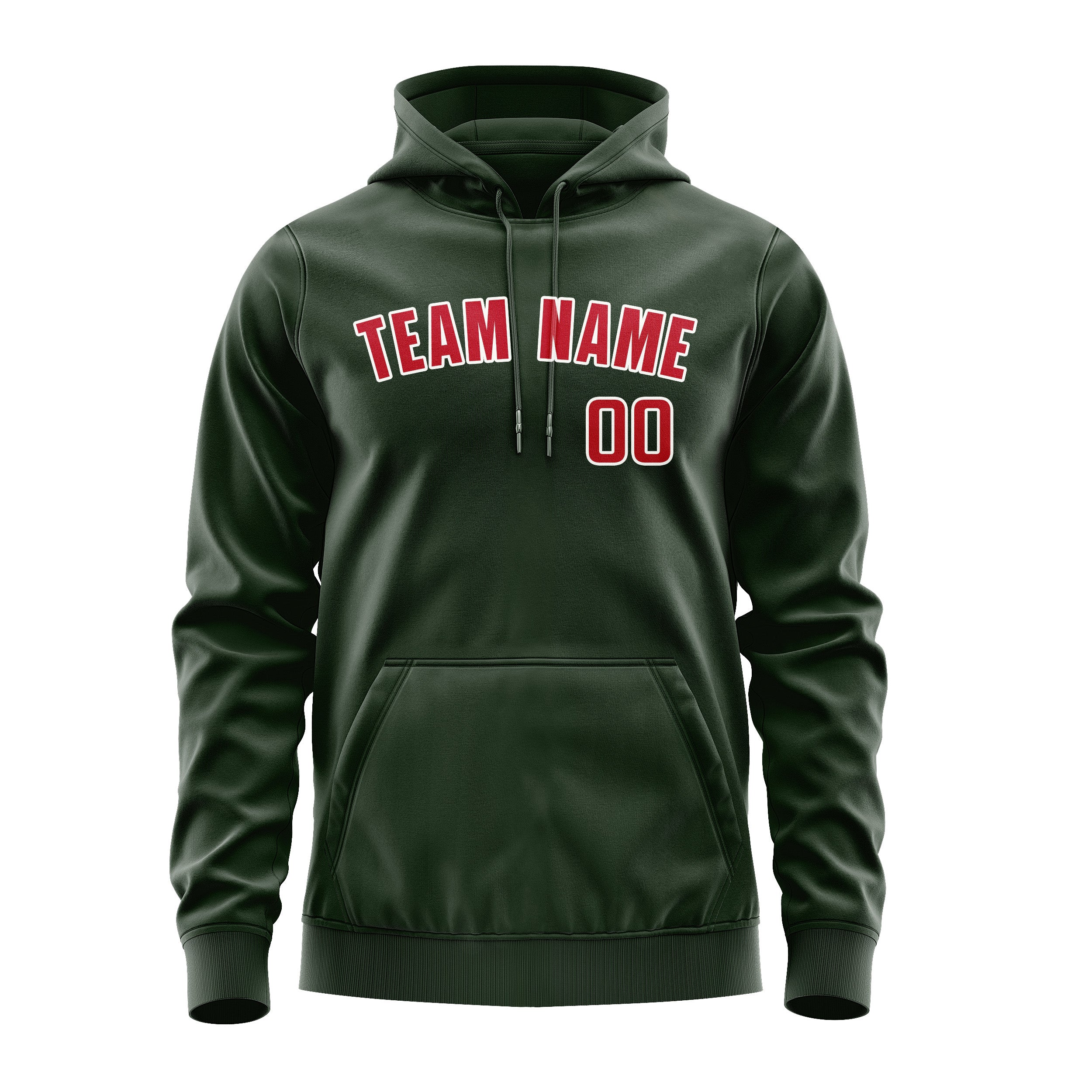 Custom Dark Green Red Hoodie