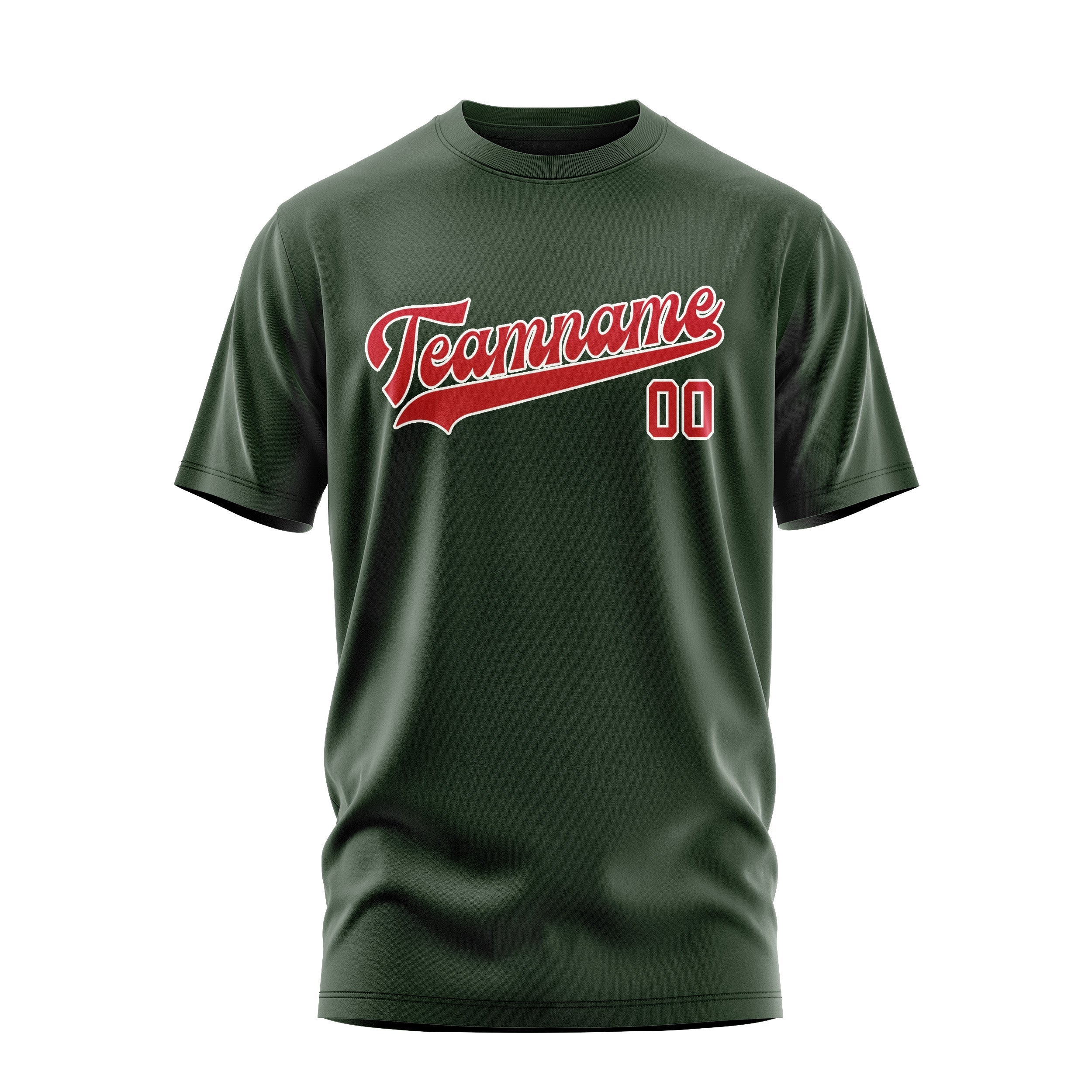 Custom Dark Green Red T-Shirt