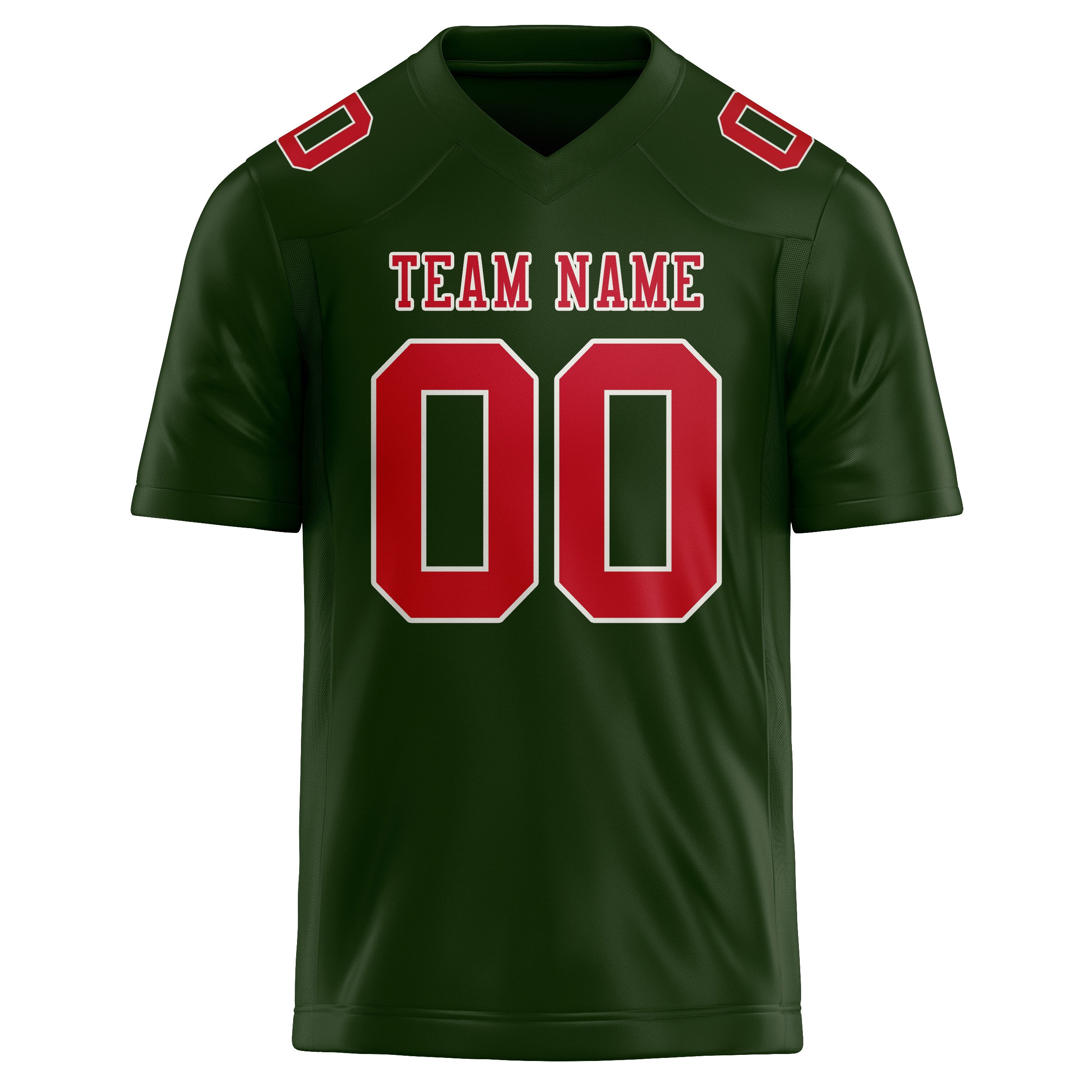 Custom Dark Green Red Football Jersey