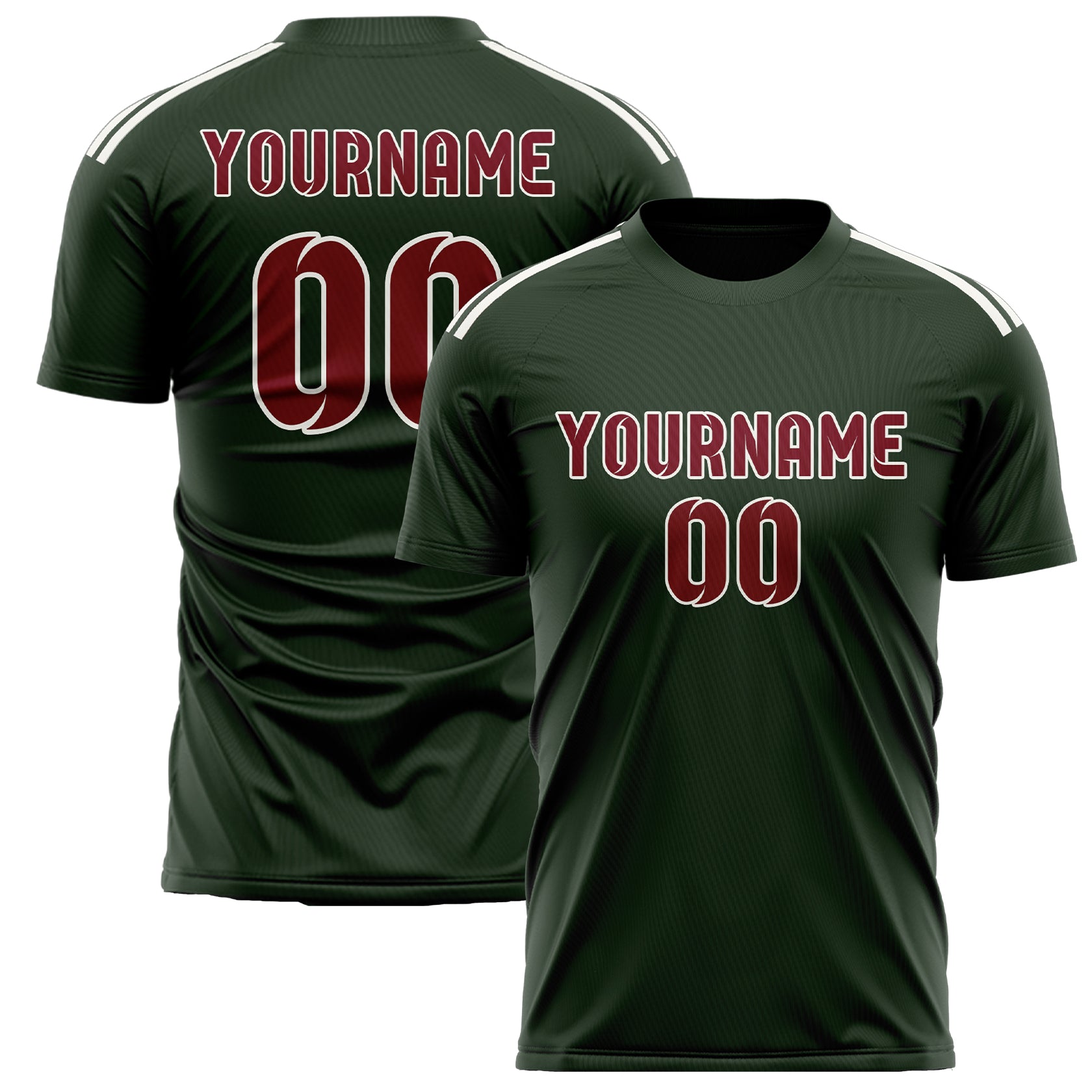 Custom Dark Green Crimson Red Soccer Jersey