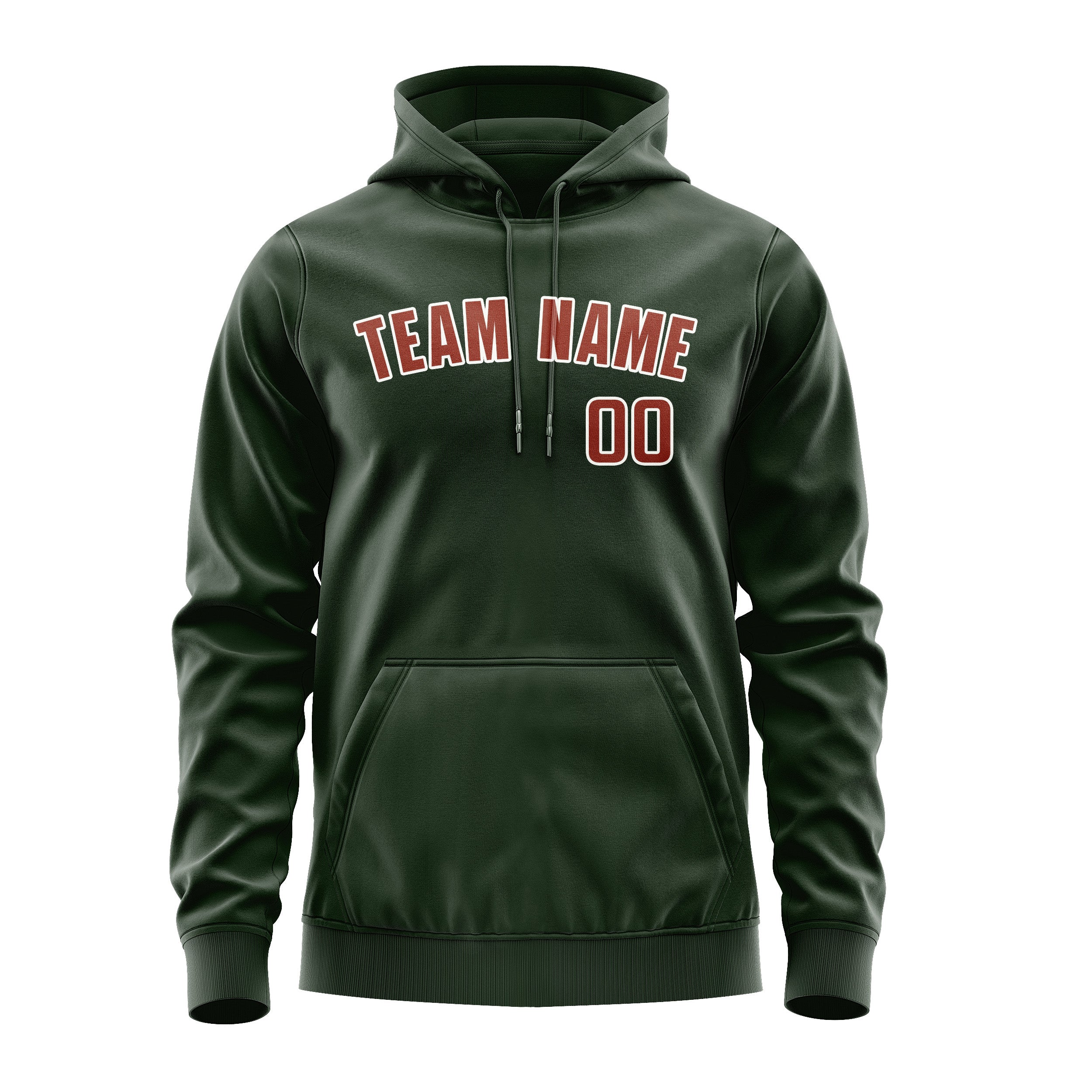 Custom Dark Green Coral Red Hoodie