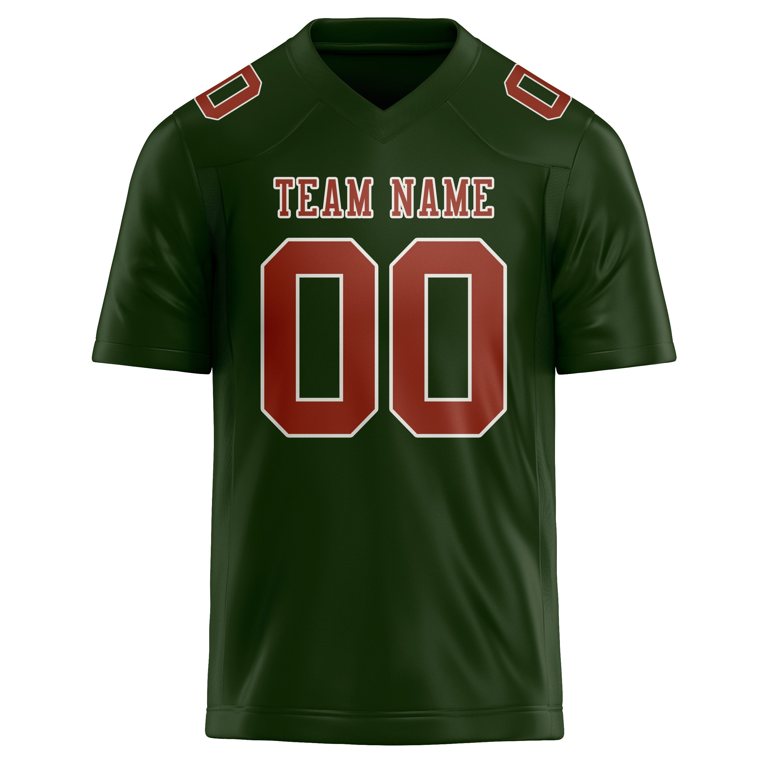 Custom Dark Green Coral Red Football Jersey