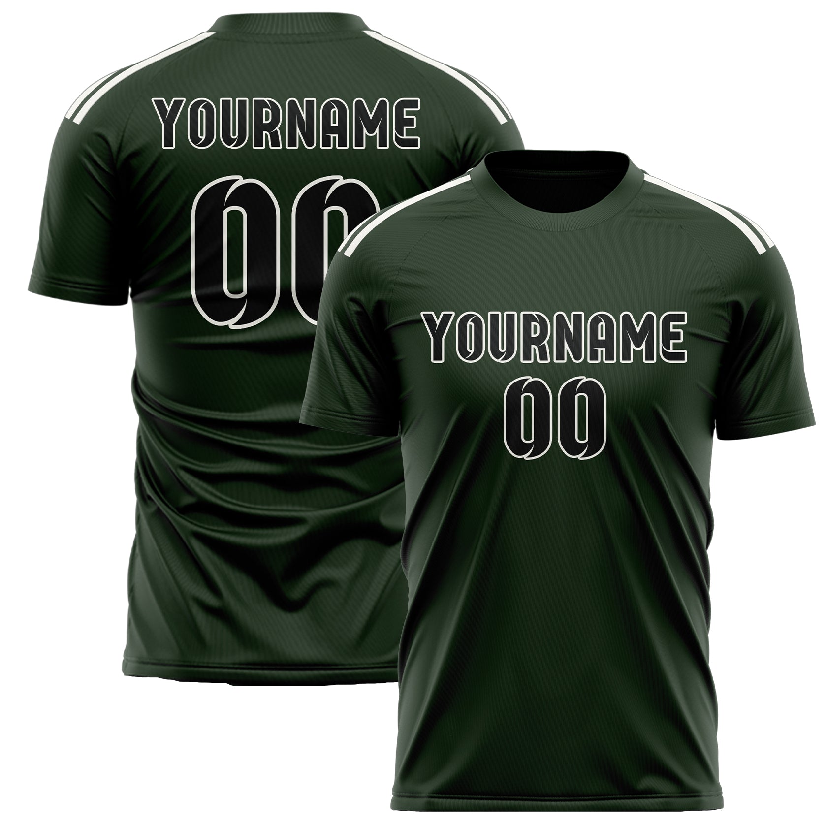Custom Dark Green Black Soccer Jersey