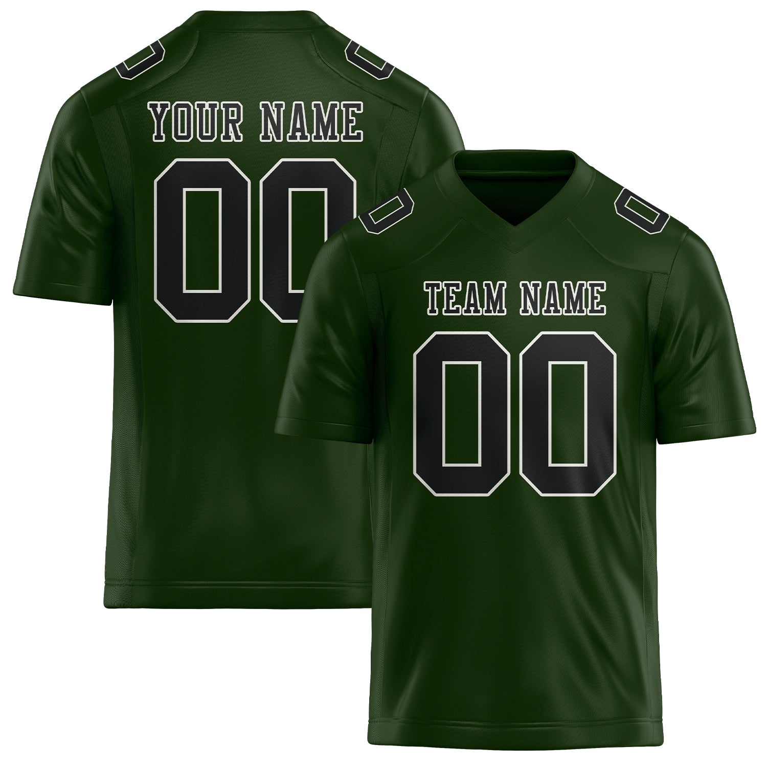 Custom Dark Green Black Football Jersey