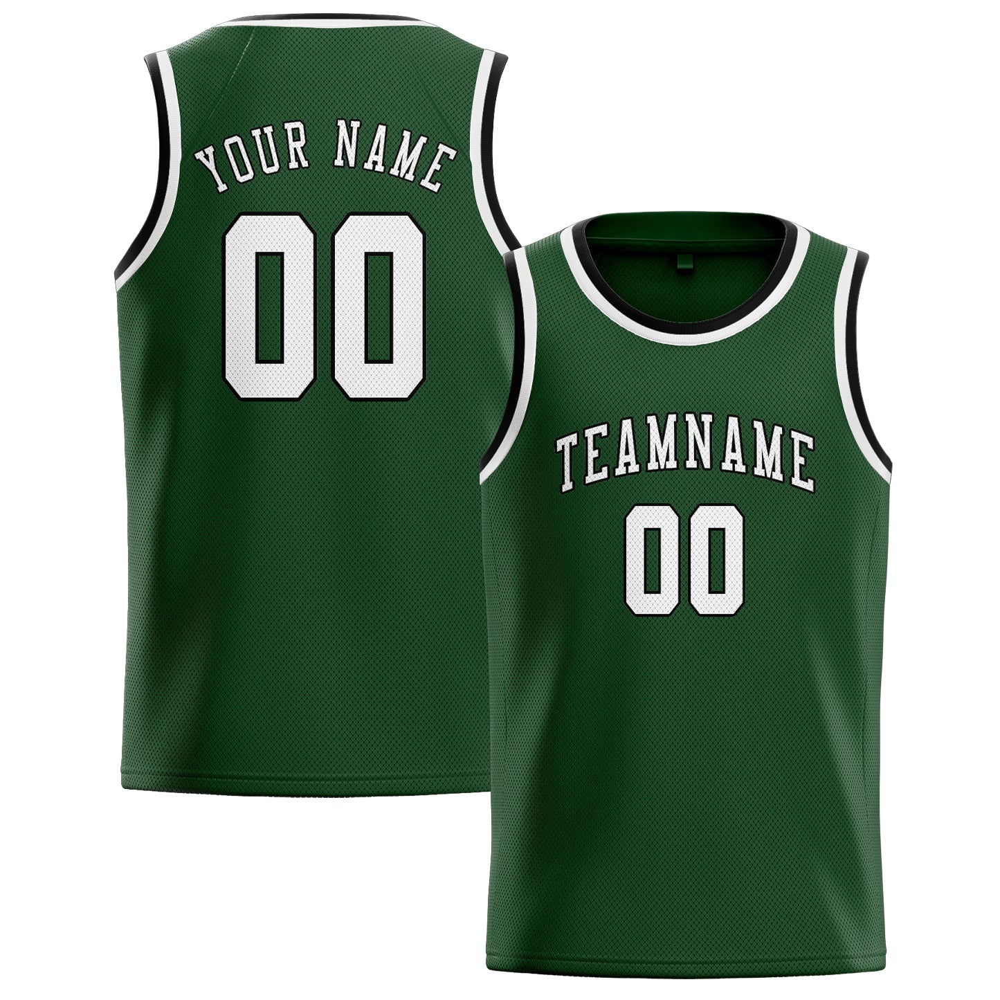 Custom Dark Green White Basketball Jersey