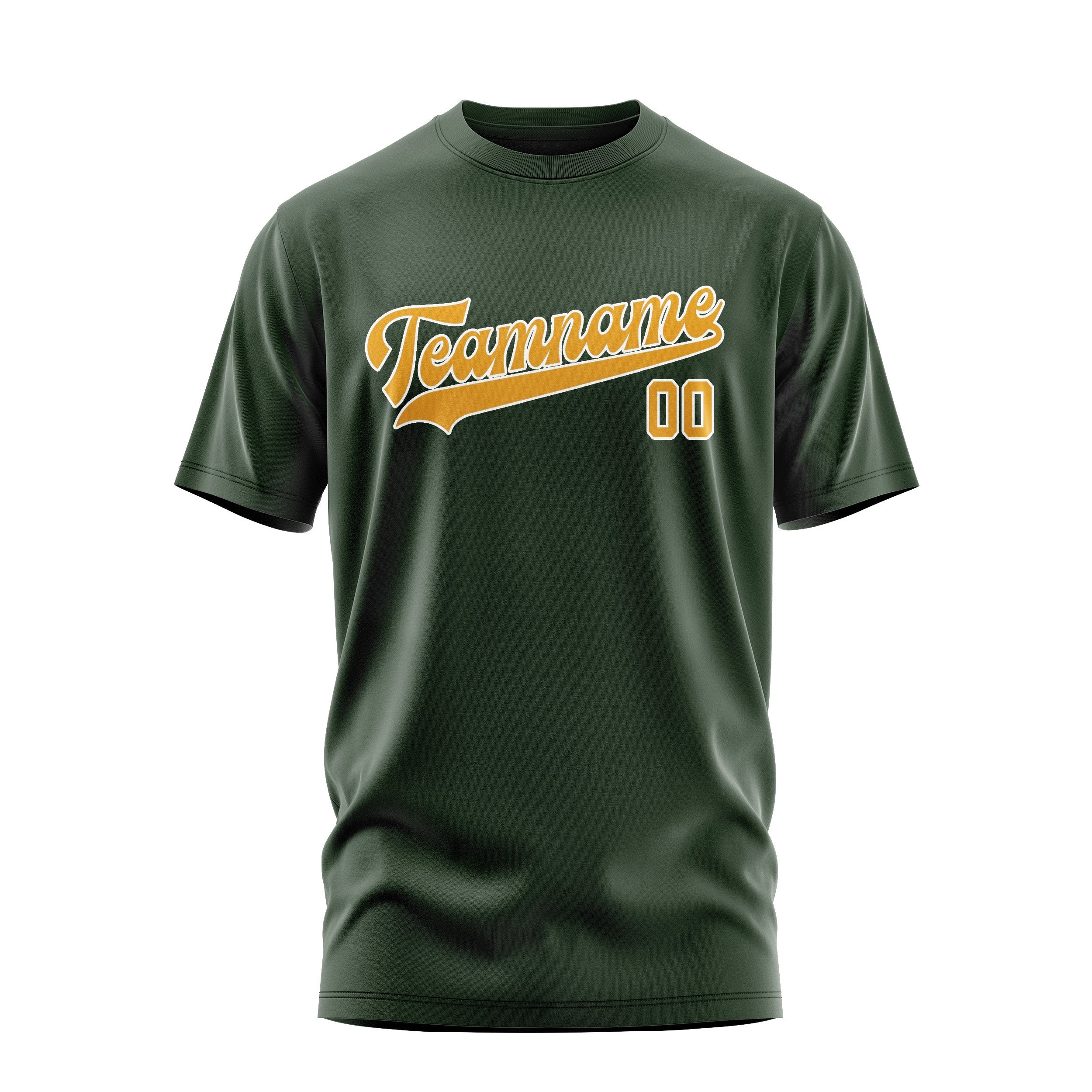 Custom Dark Green Yellow T-Shirt