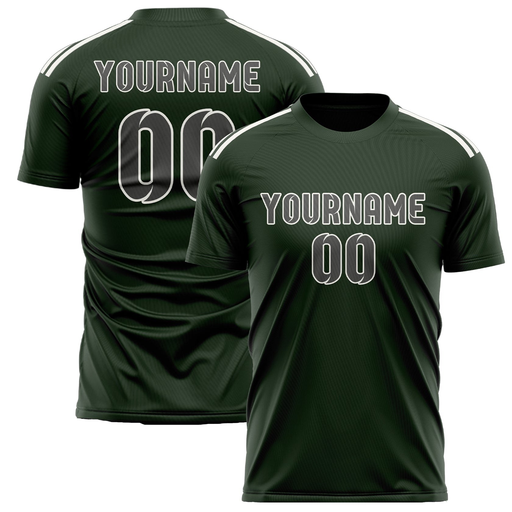 Custom Dark Green Dark Grey Soccer Jersey