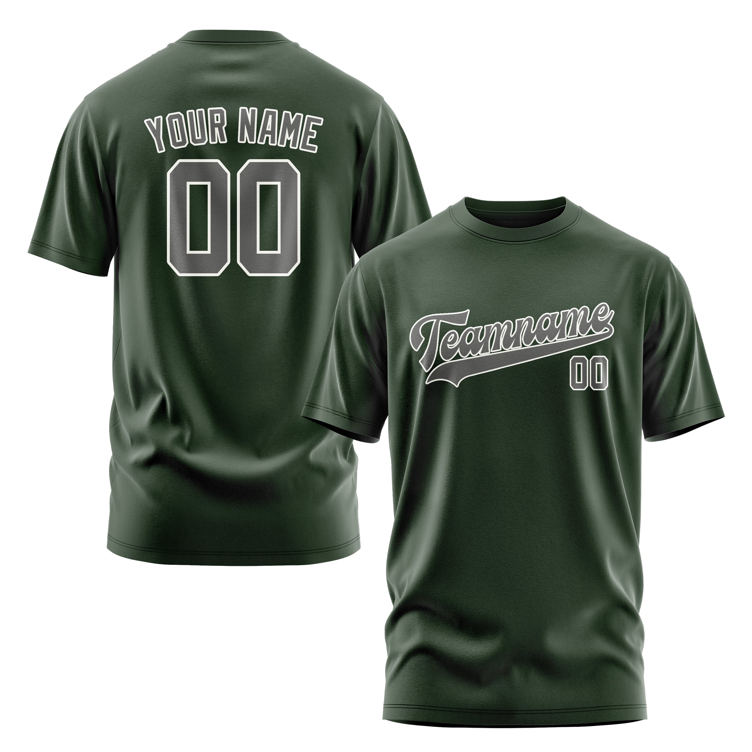 Custom Dark Green Dark Grey T-Shirt