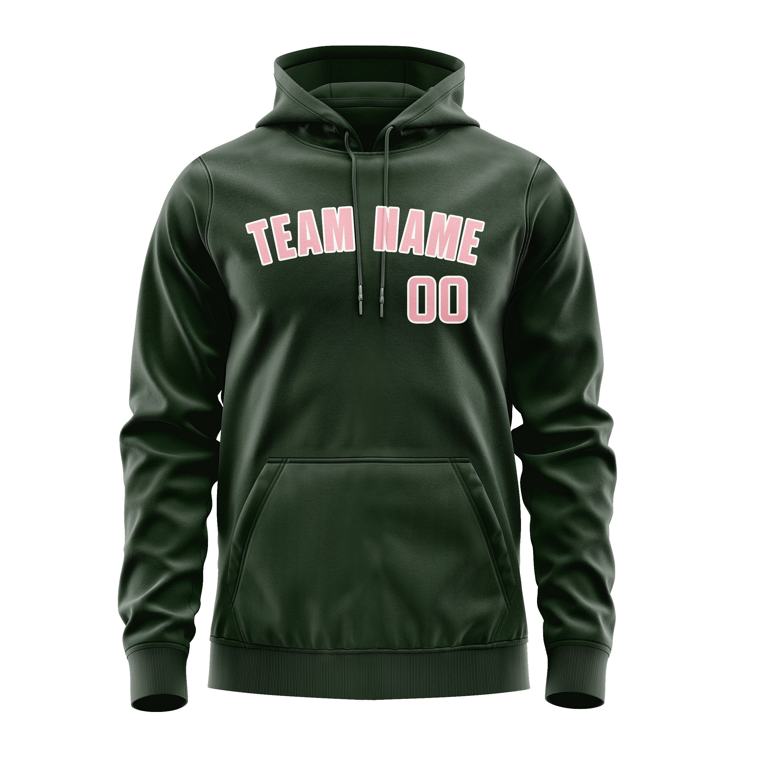Custom Dark Green Light Pink Hoodie