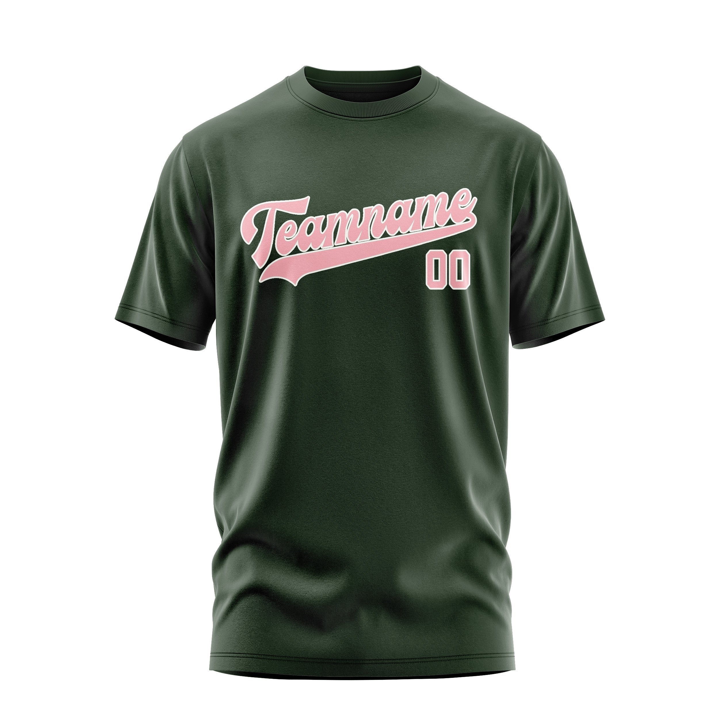 Custom Dark Green Light Pink T-Shirt