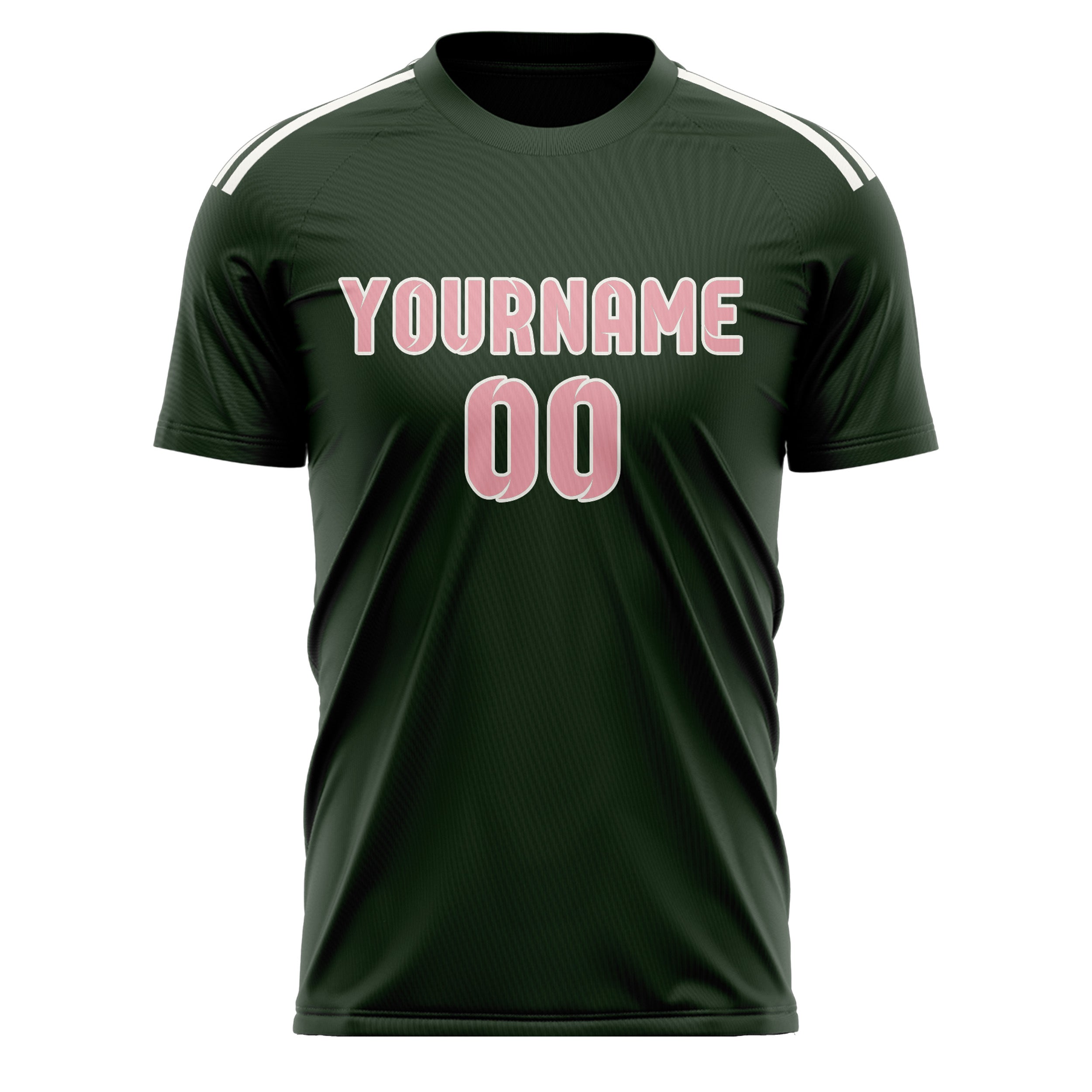 Custom Dark Green Light Pink Soccer Jersey