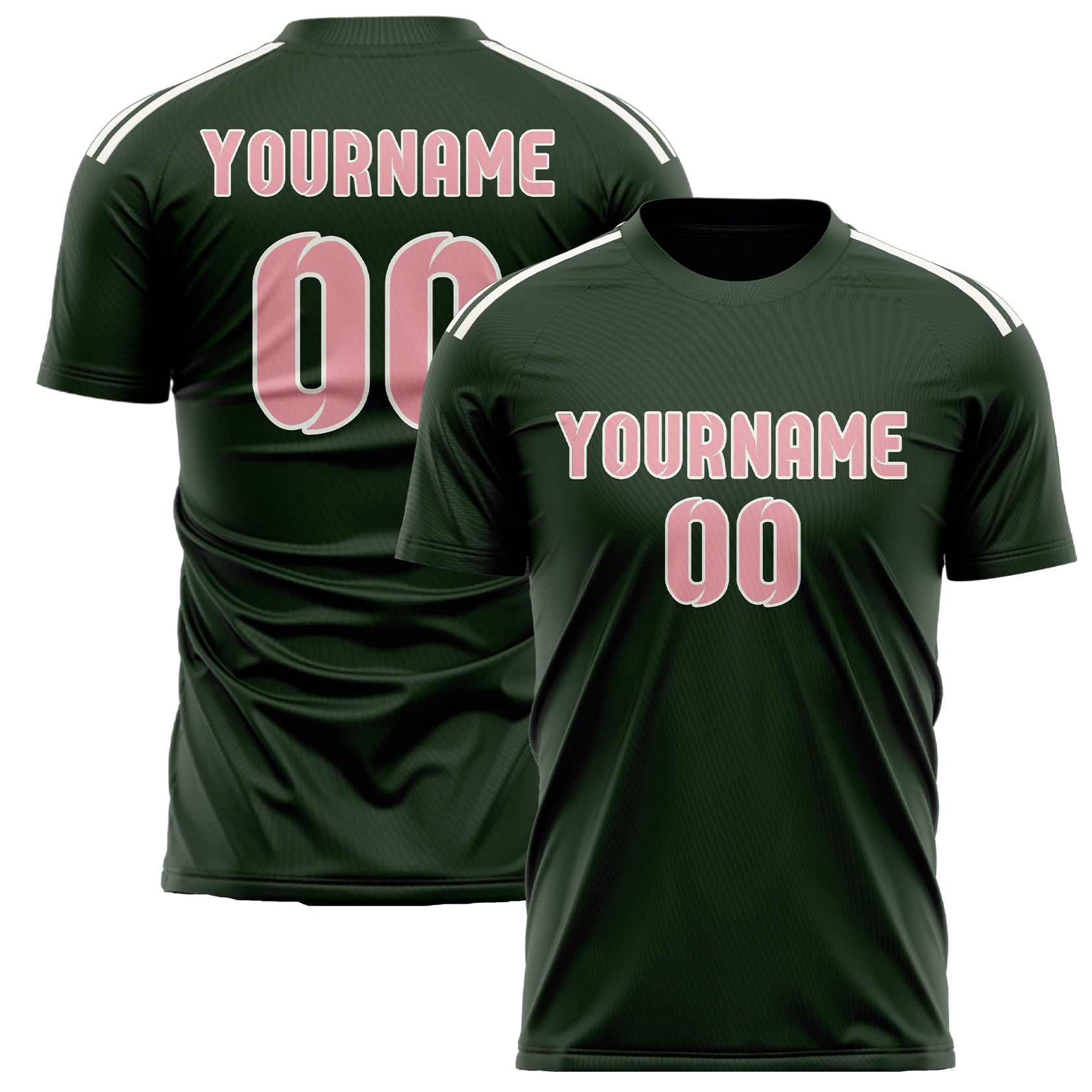 Custom Dark Green Light Pink Soccer Jersey