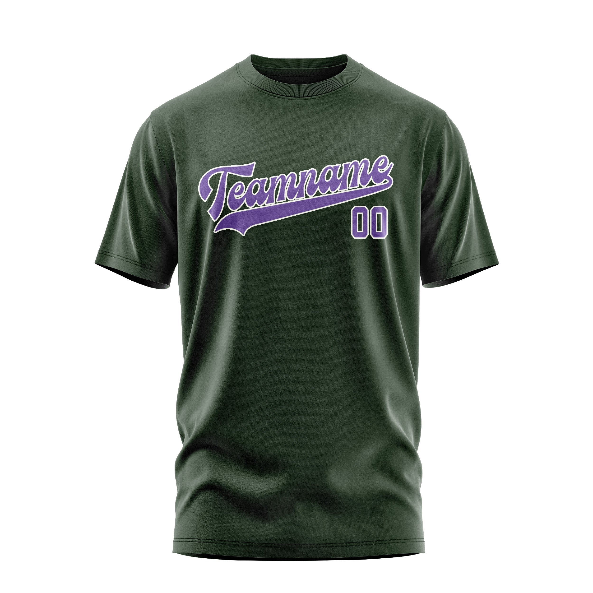 Custom Dark Green Light Purple T-Shirt