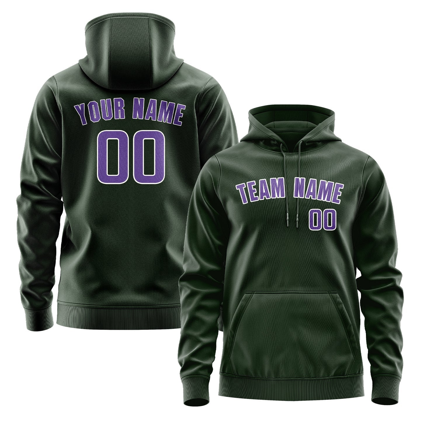 Custom Dark Green Light Purple Hoodie