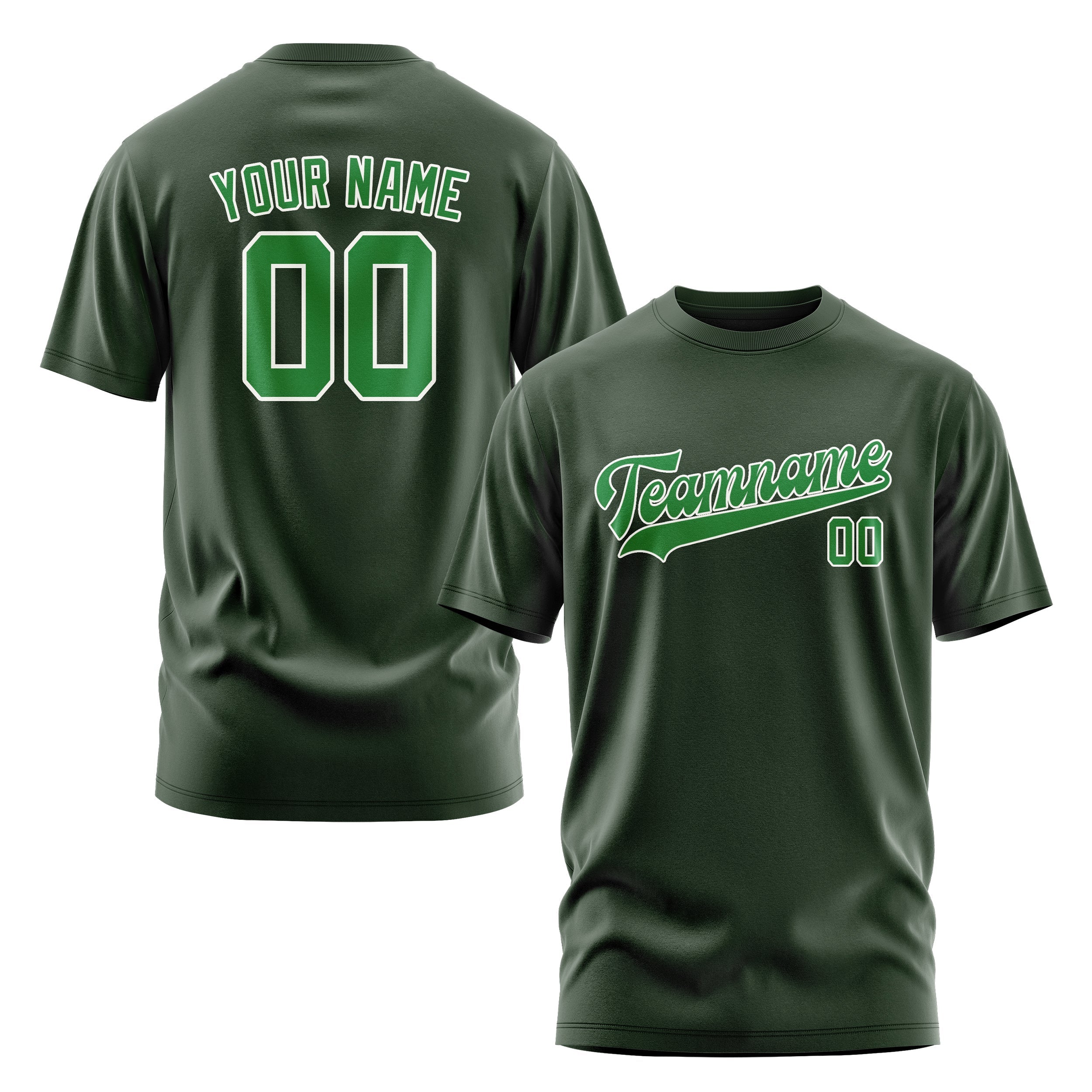 Custom Dark Green Emerald Green T-Shirt