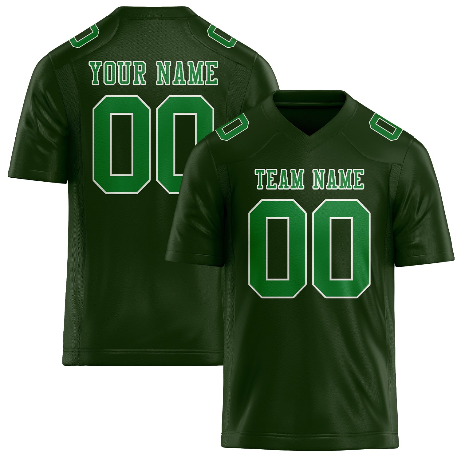 Custom Dark Green Emerald Green Football Jersey