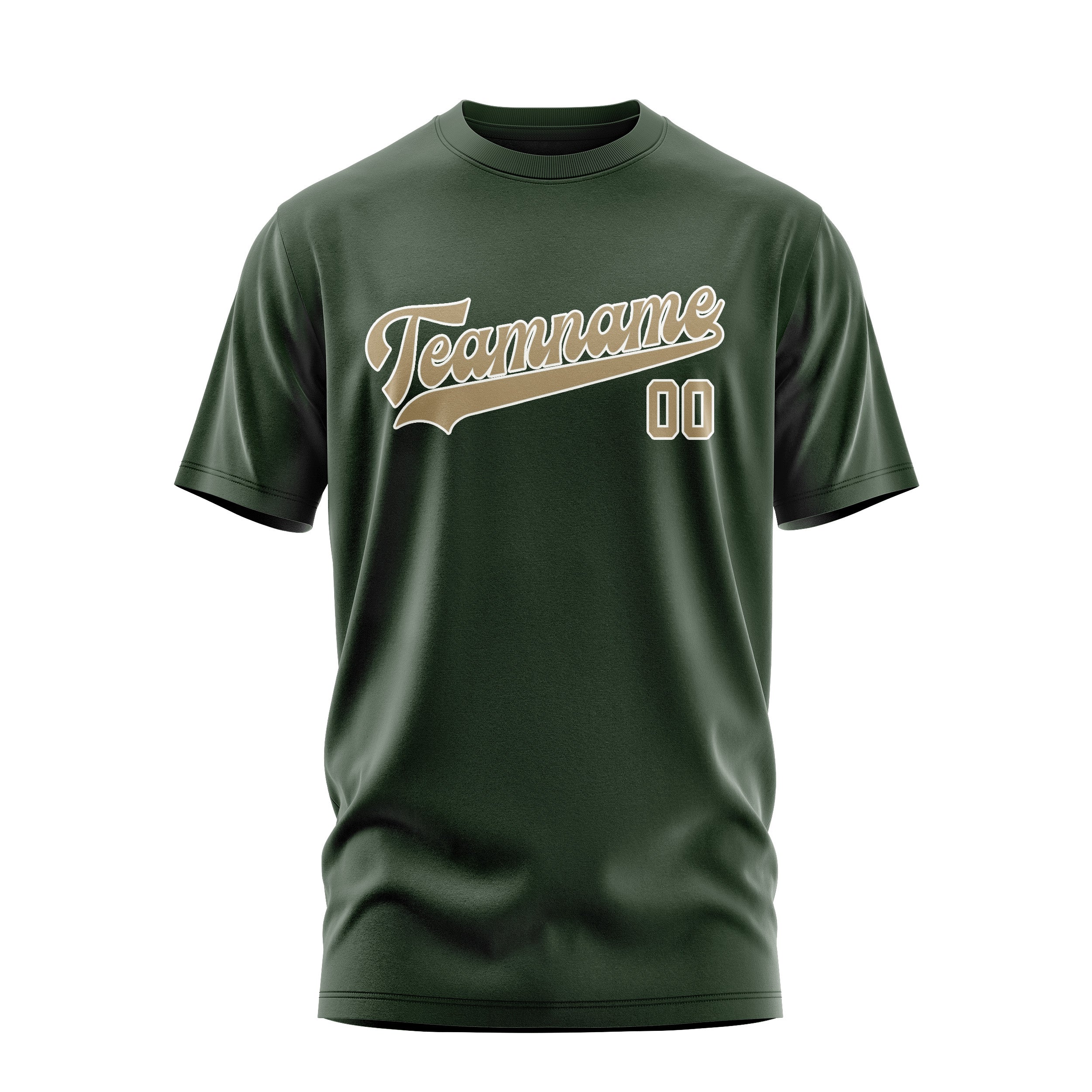 Custom Dark Green Light Khaki T-Shirt