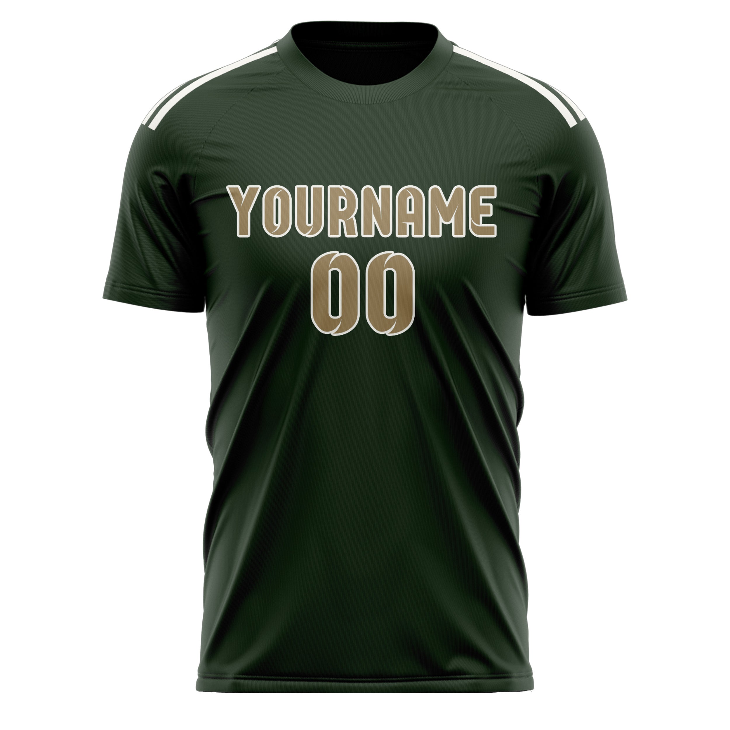 Custom Dark Green Light Khaki Soccer Jersey