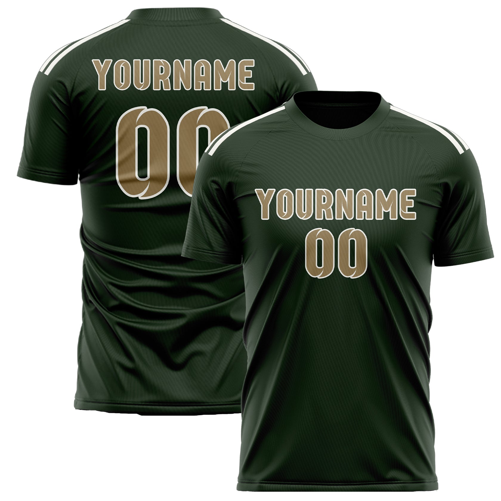Custom Dark Green Light Khaki Soccer Jersey
