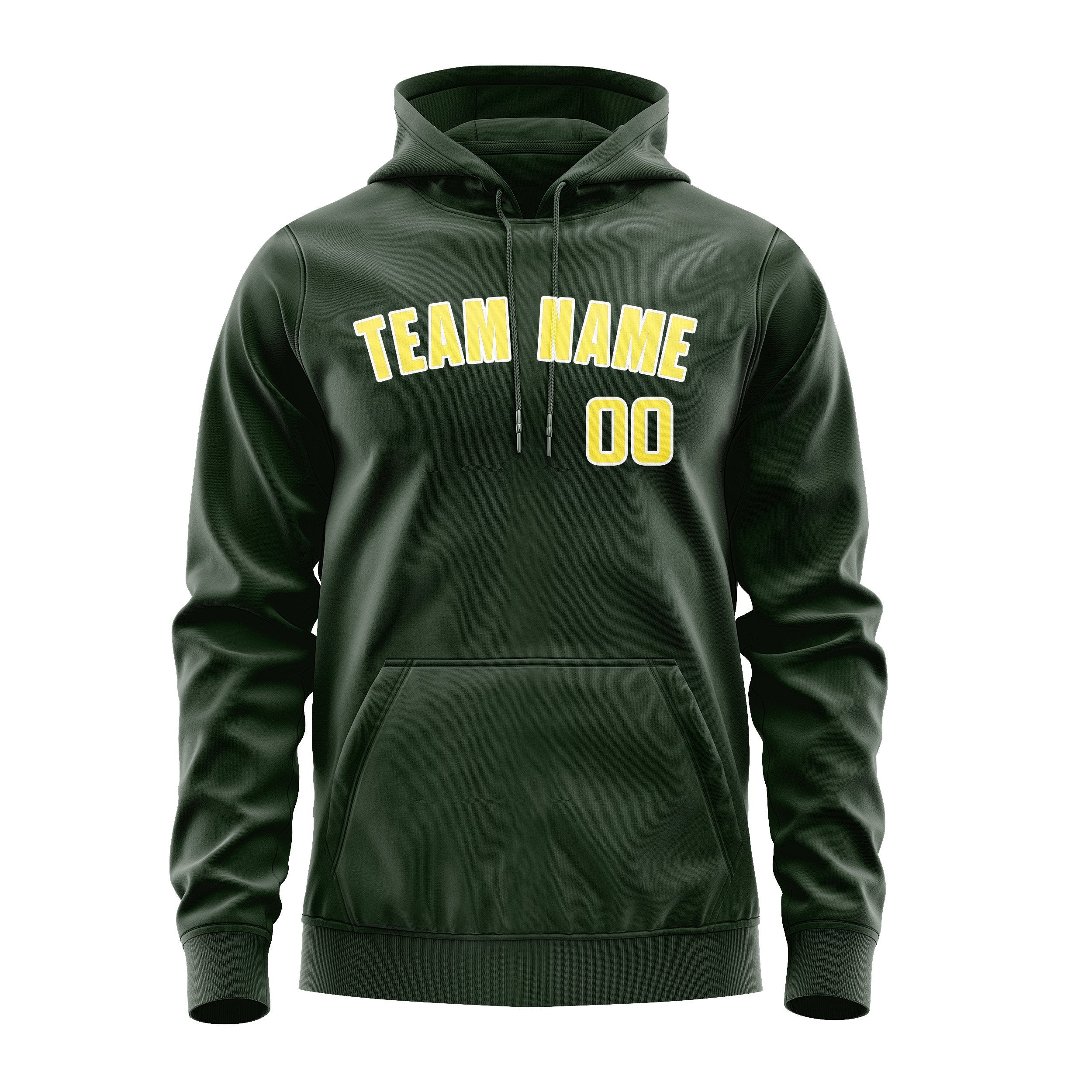 Custom Dark Green Light Yellow Hoodie