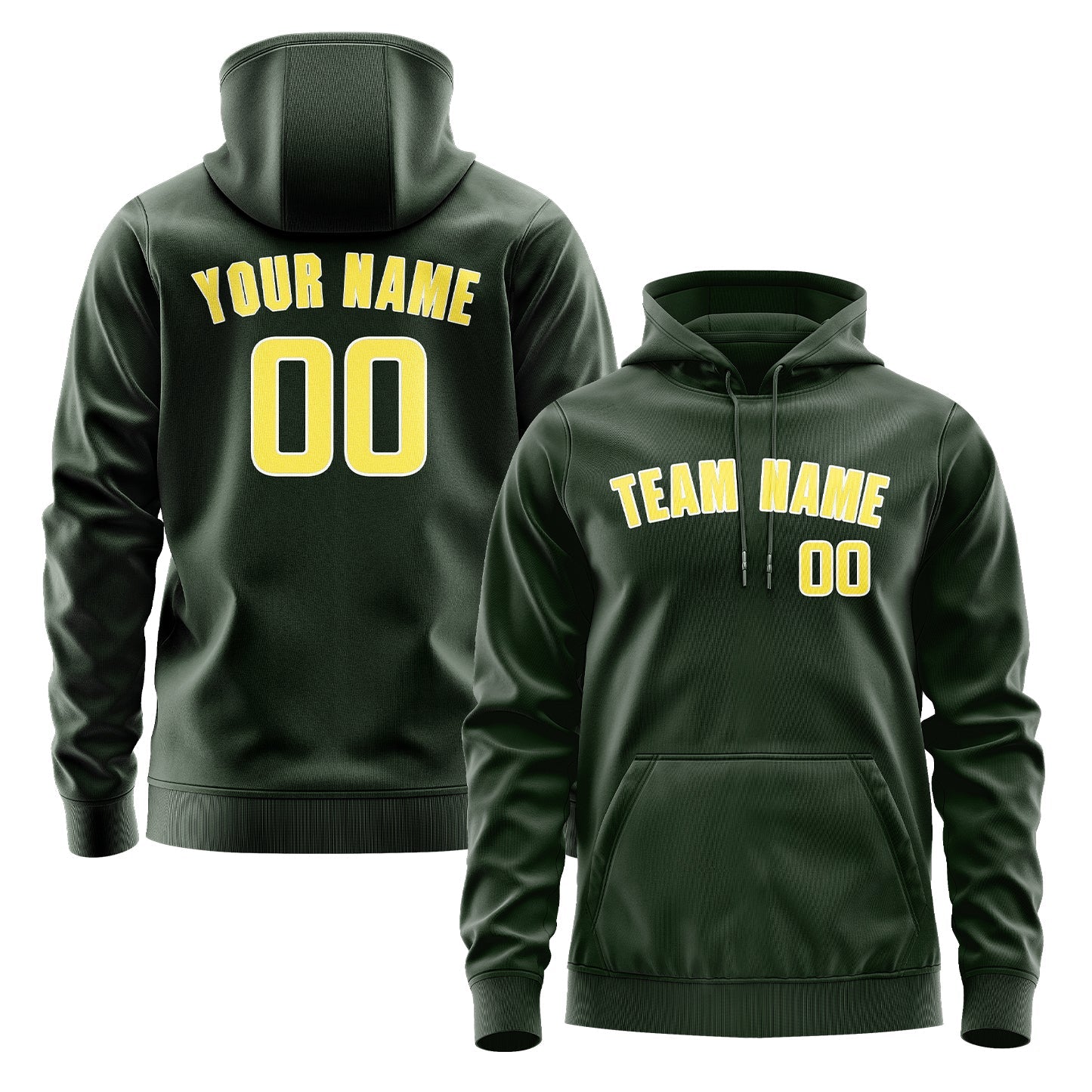 Custom Dark Green Light Yellow Hoodie